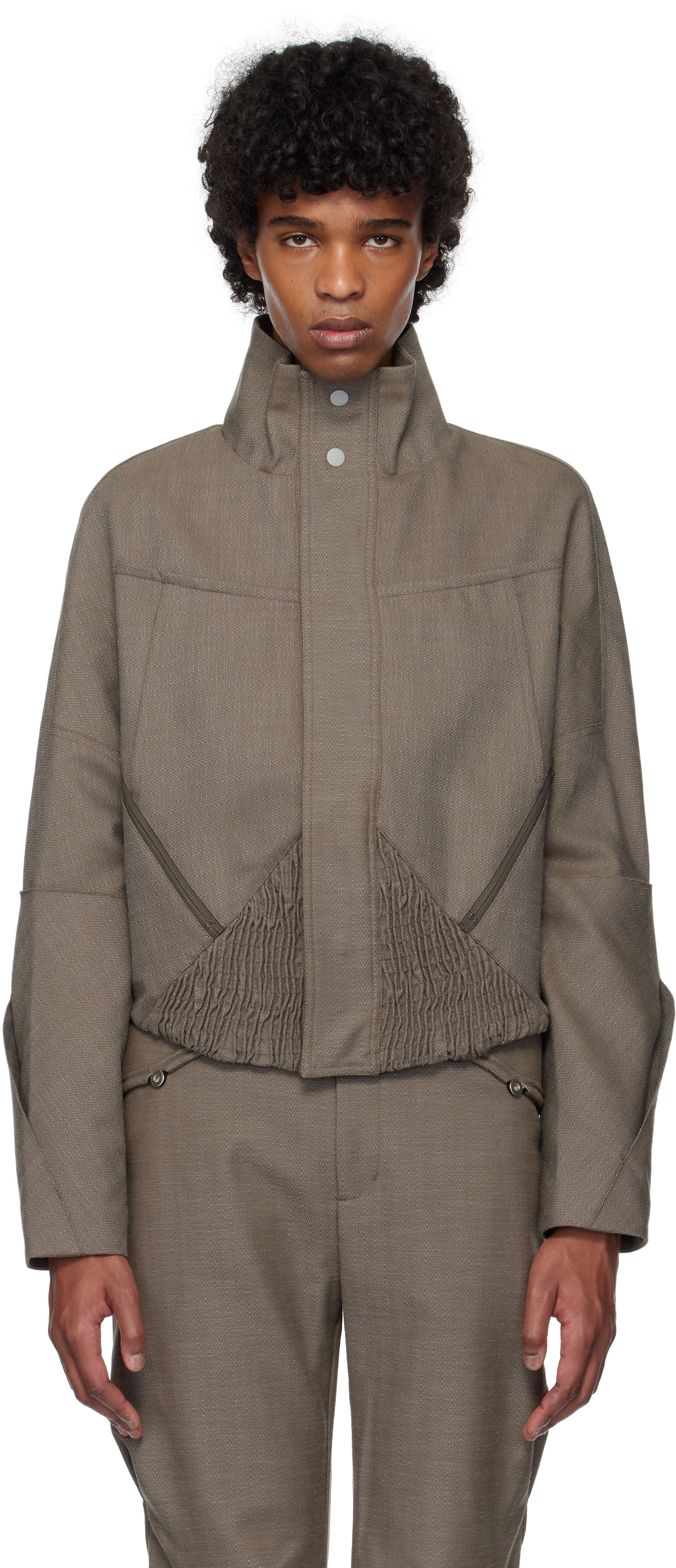 Brown Zafar Cropped Jacket