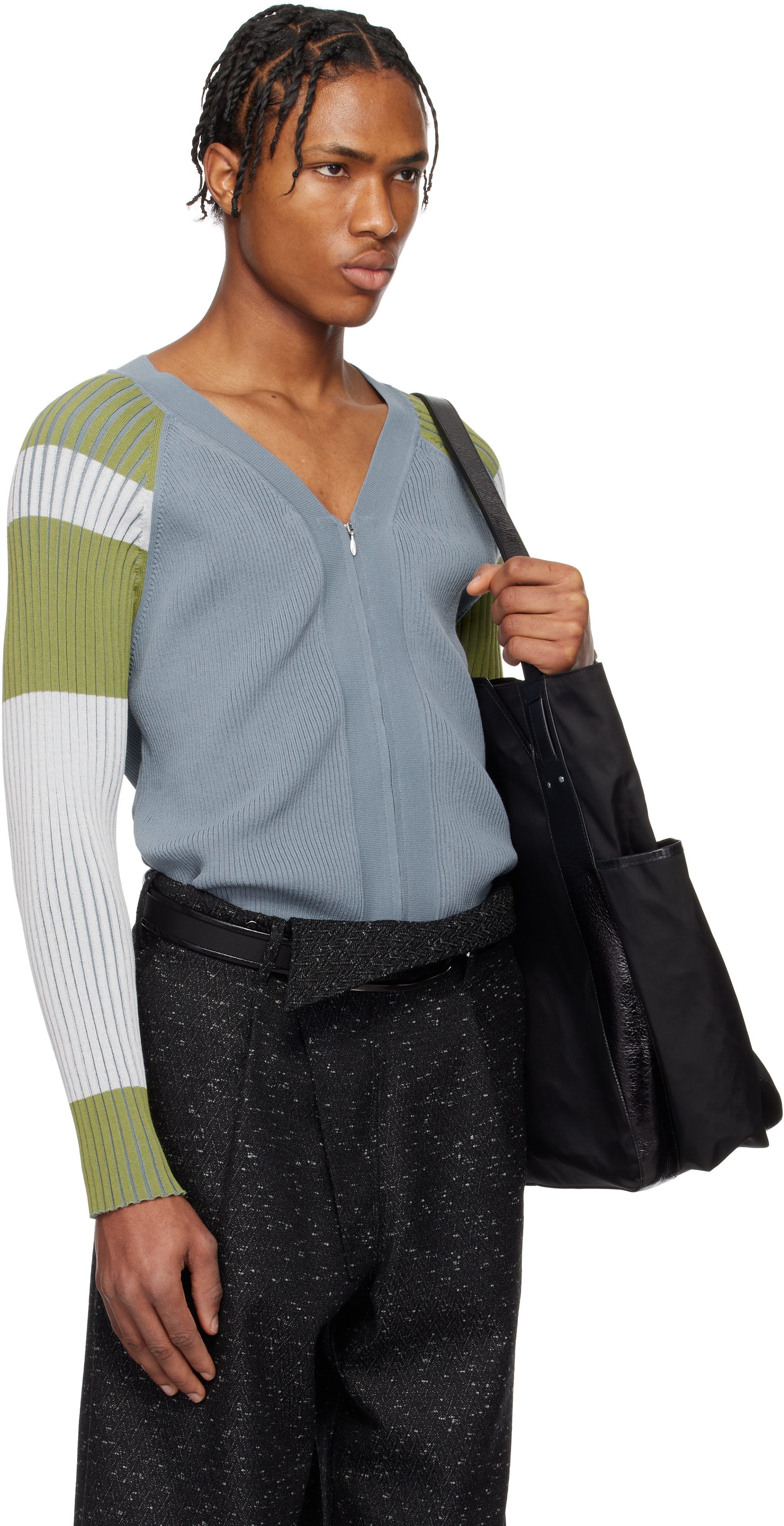 Kiko Kostadinov Inex Cardigan In Blue / Ivory / Green
