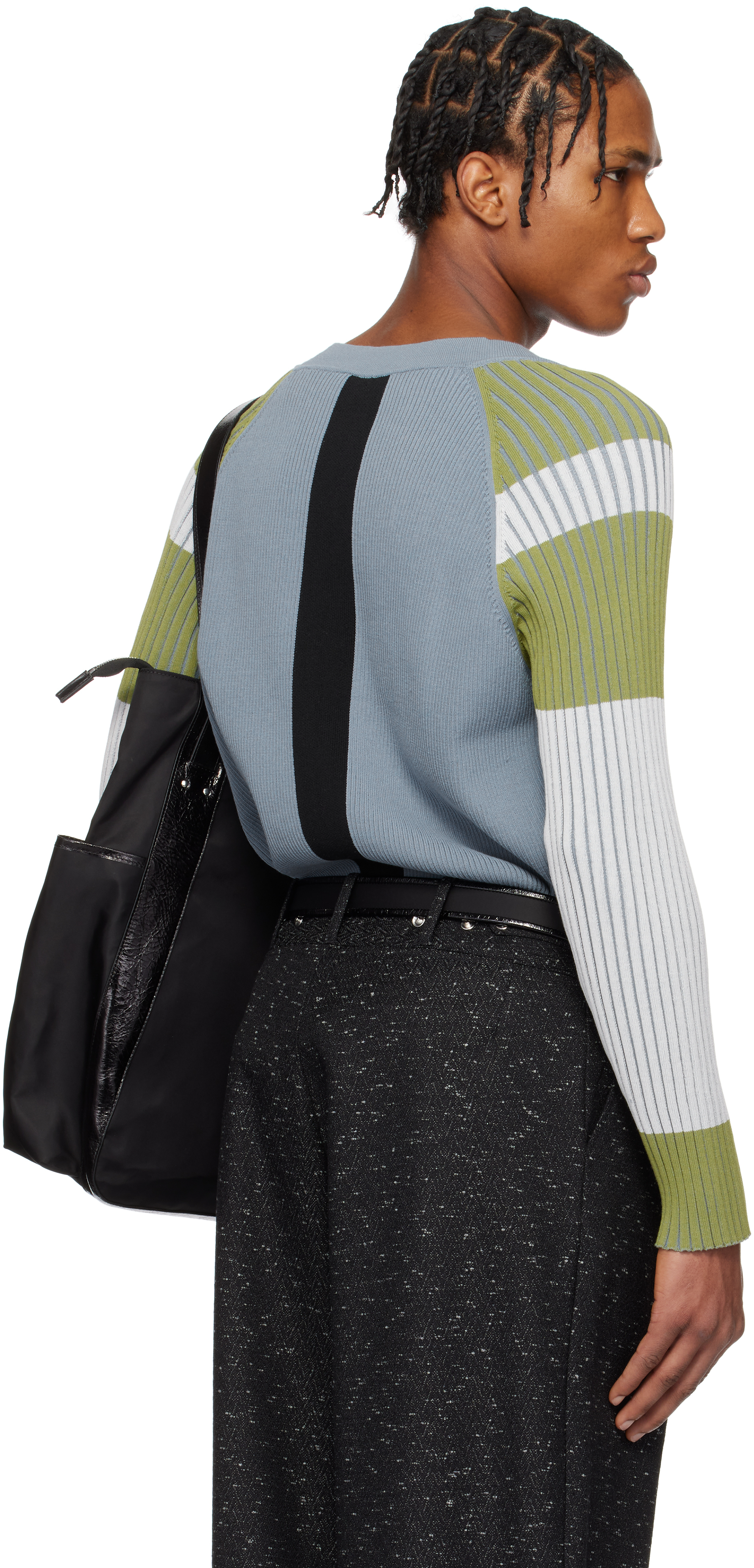 Kiko Kostadinov Inex Cardigan In Blue / Ivory / Green