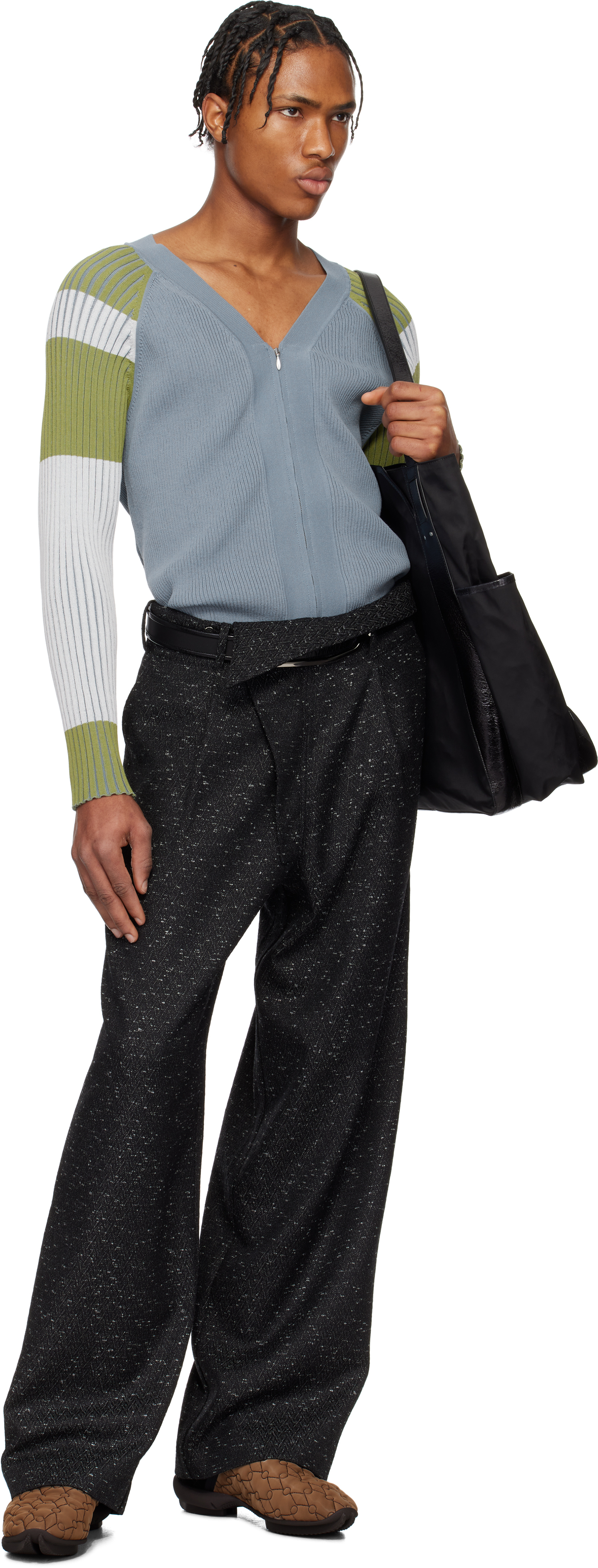 Kiko Kostadinov Inex Cardigan In Blue / Ivory / Green