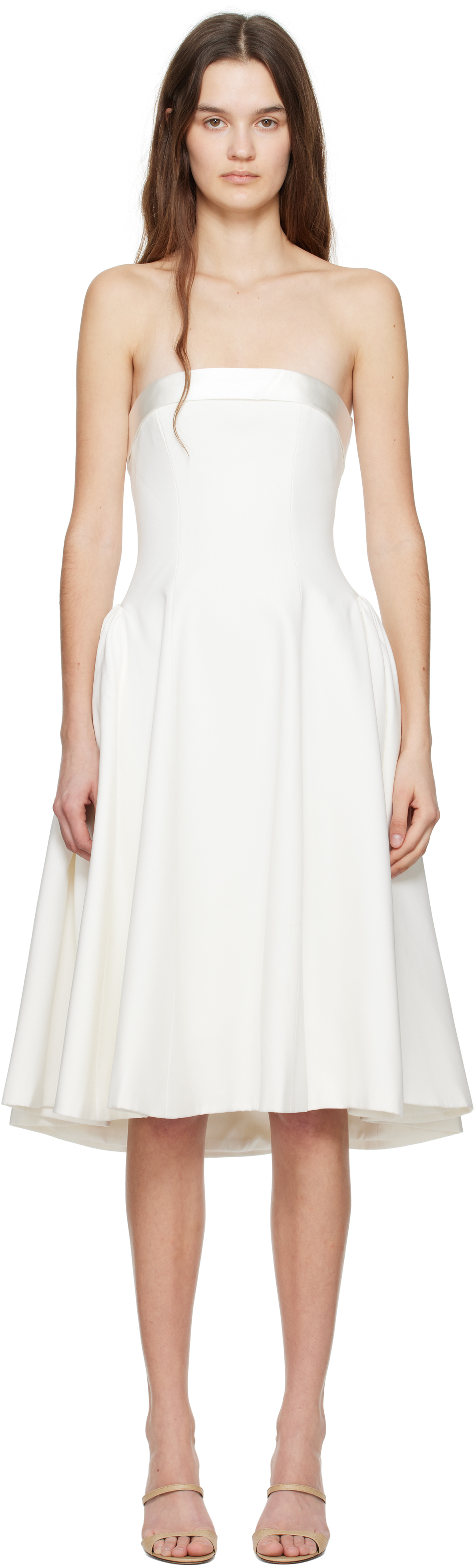 White Strapless Opera Lady Midi Dress