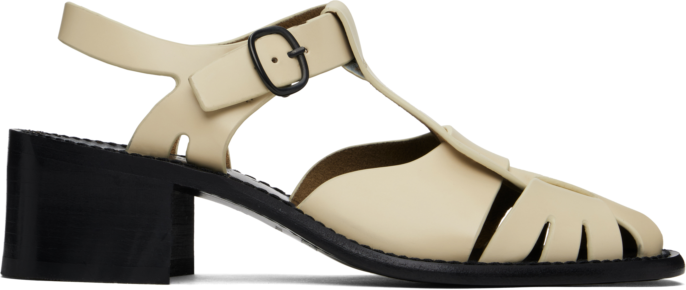 Hereu Off-white Pesca Heeled Sandals In Custard