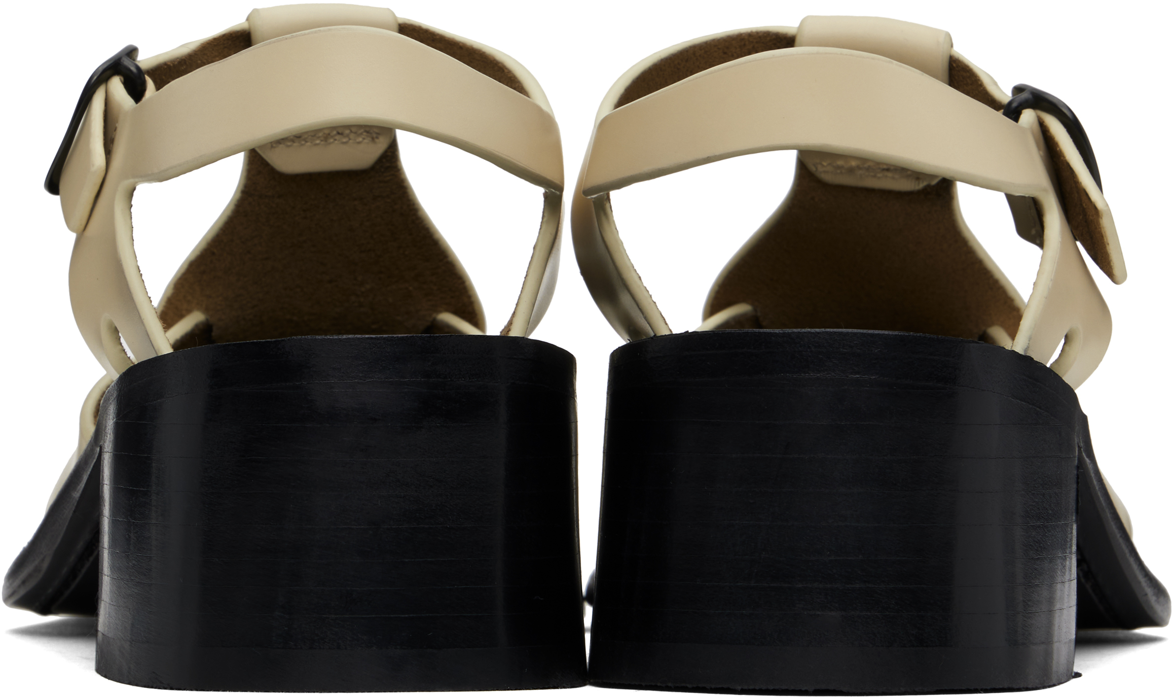 Hereu Off-white Pesca Heeled Sandals In Custard