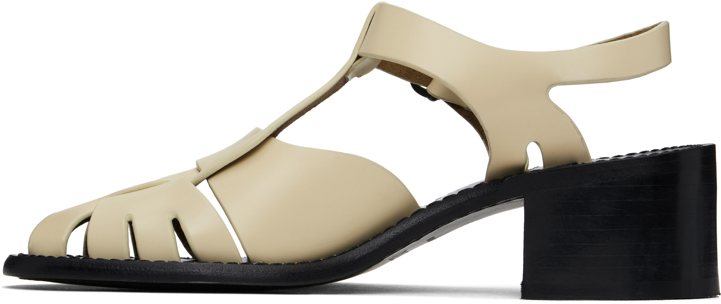 Hereu Off-white Pesca Heeled Sandals In Custard
