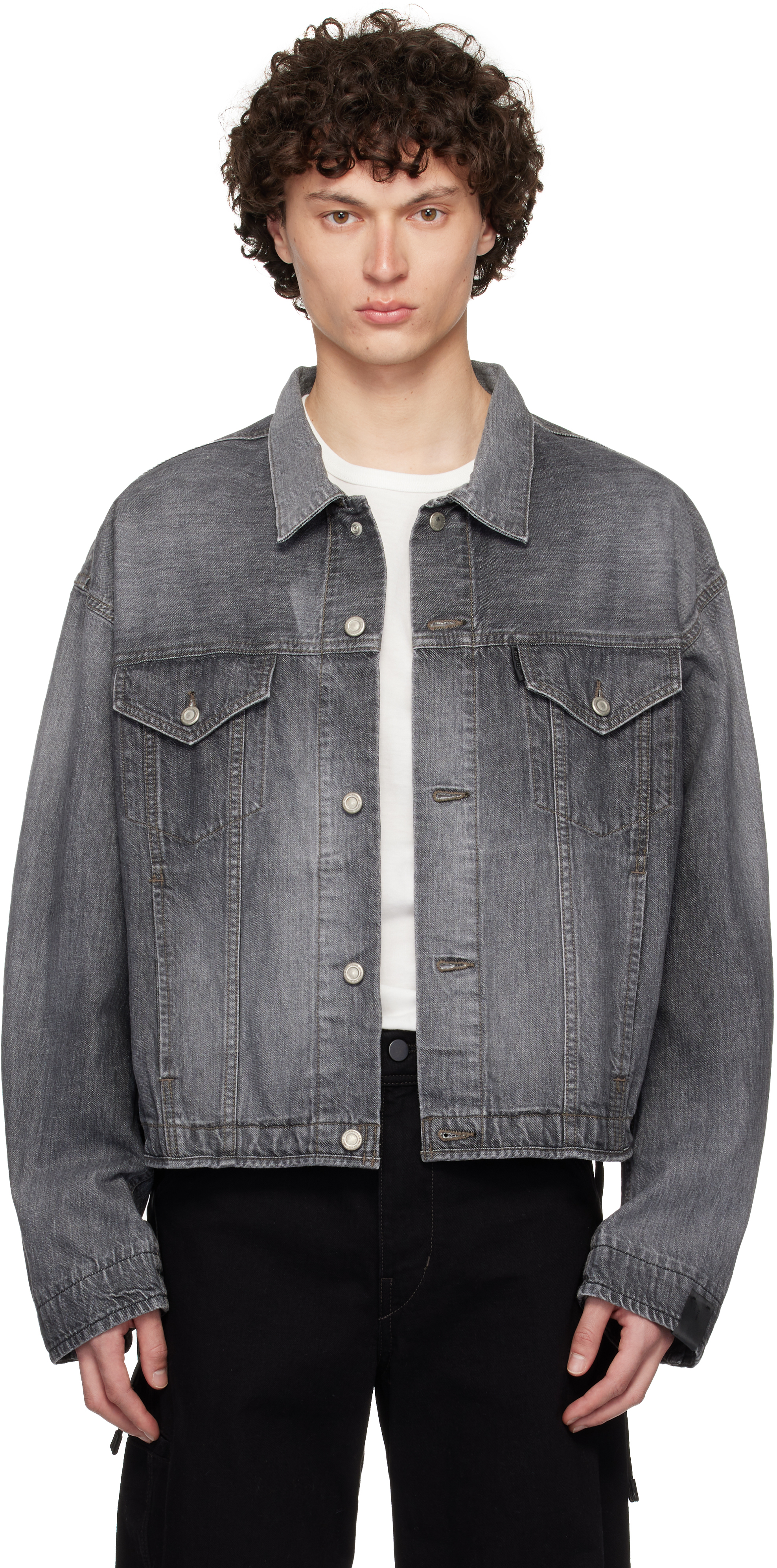 上品なスタイル N.Hoolywood: Black SSENSE | Jacket Denim Faded ジャケット・アウター