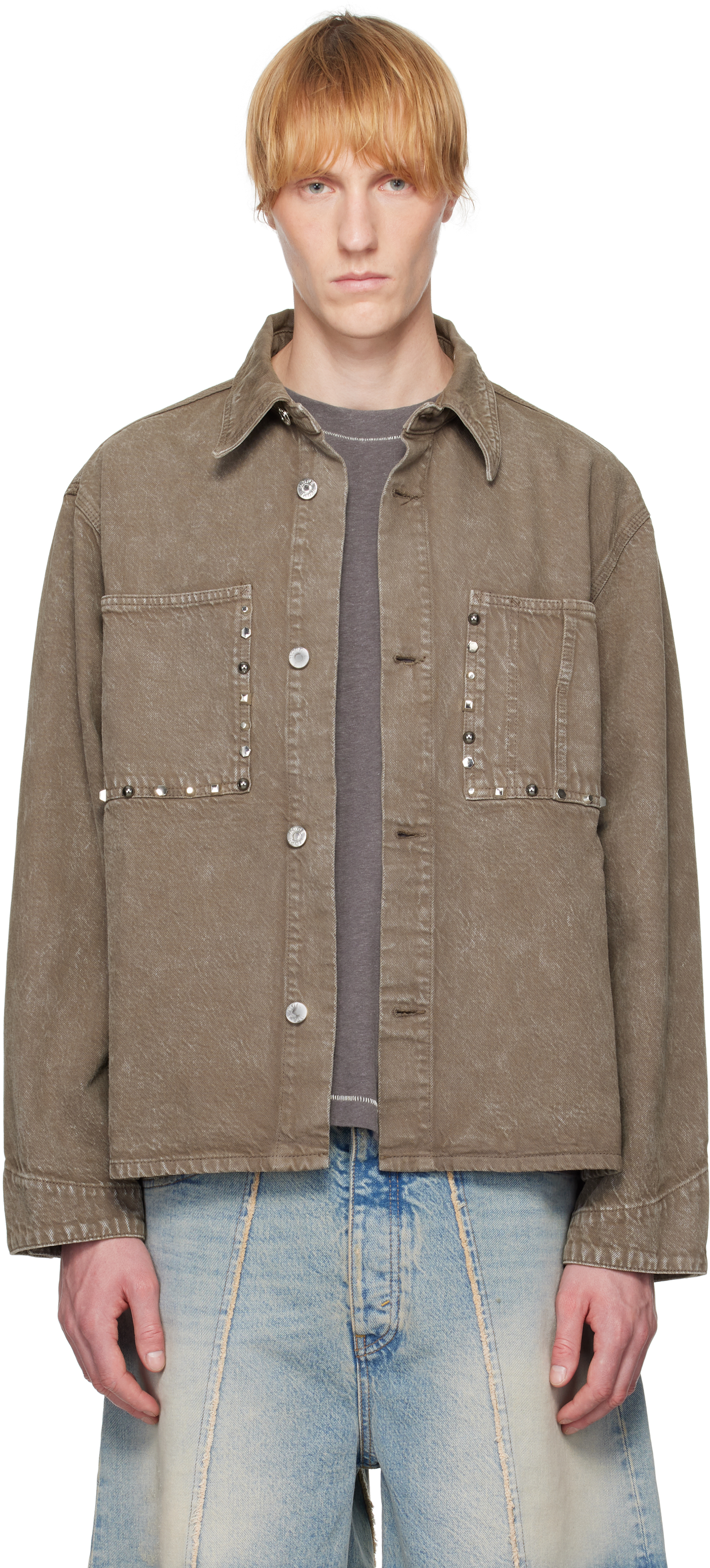 Brown Studded Denim Jacket