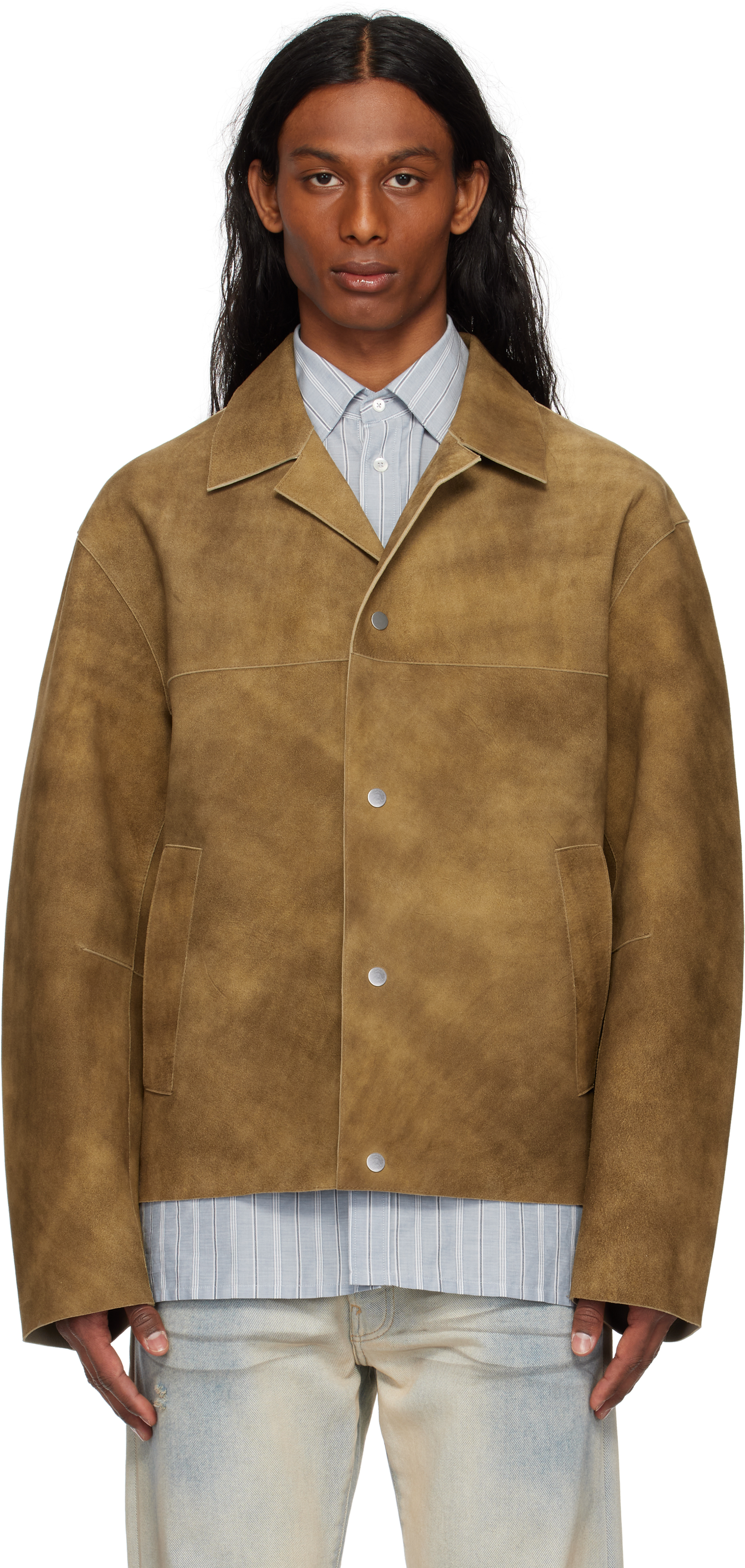 Tan Boxy Suede Jacket