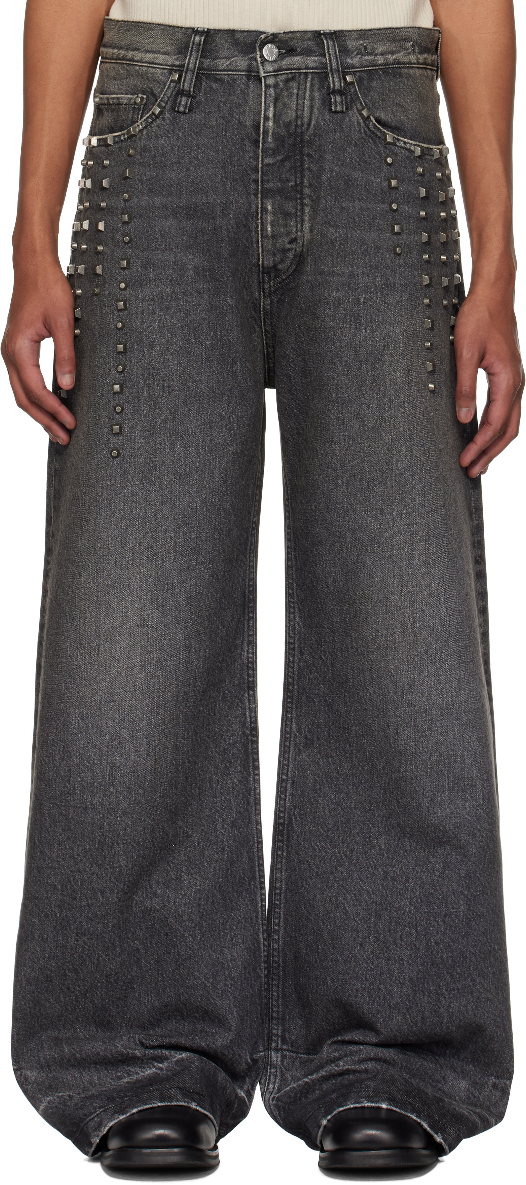 SSENSE Exclusive Gray Skid Stud Jeans