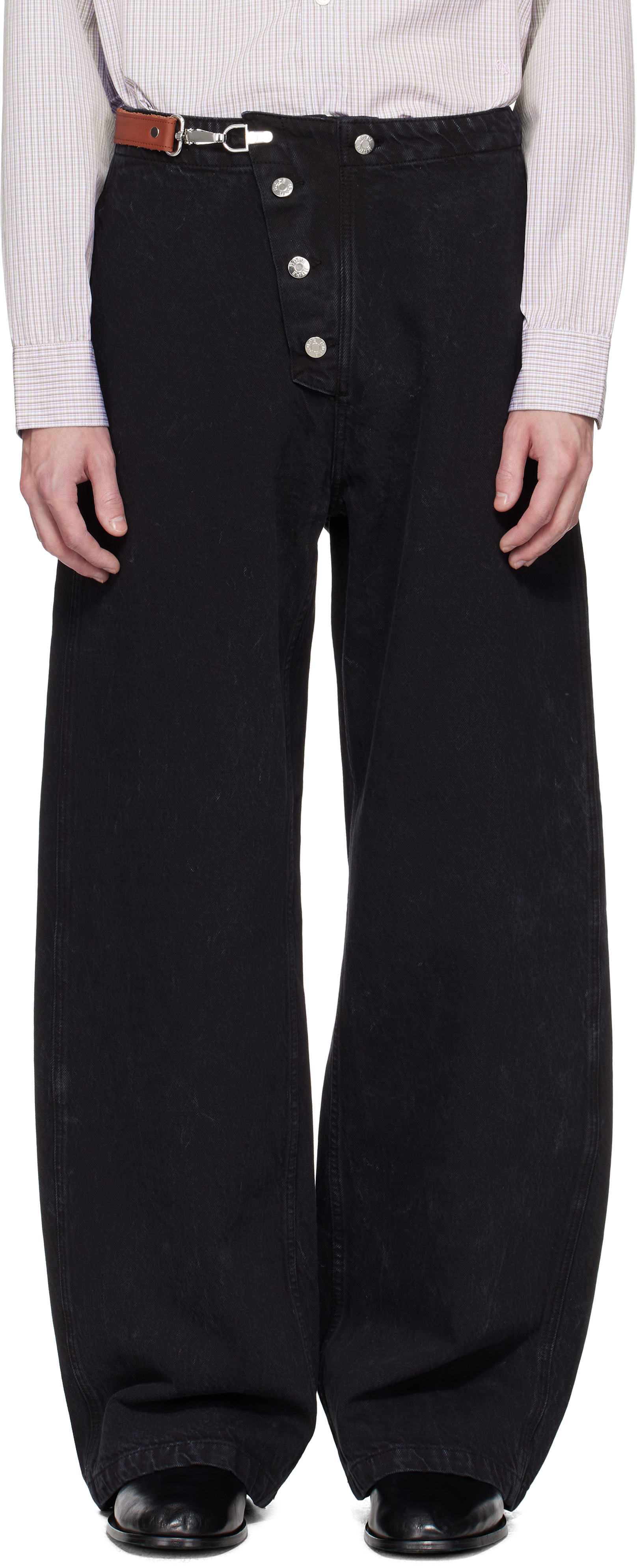 Black Loose Fireman Denim Trousers