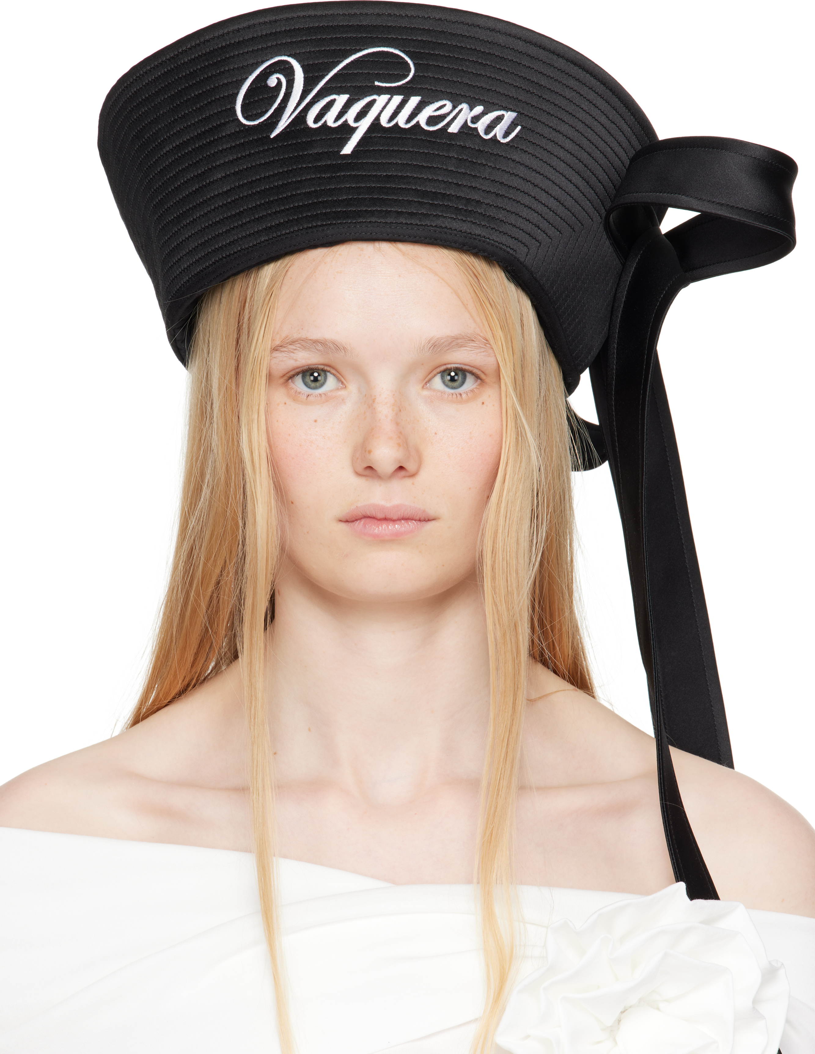 Black Embroidered Sailor Hat