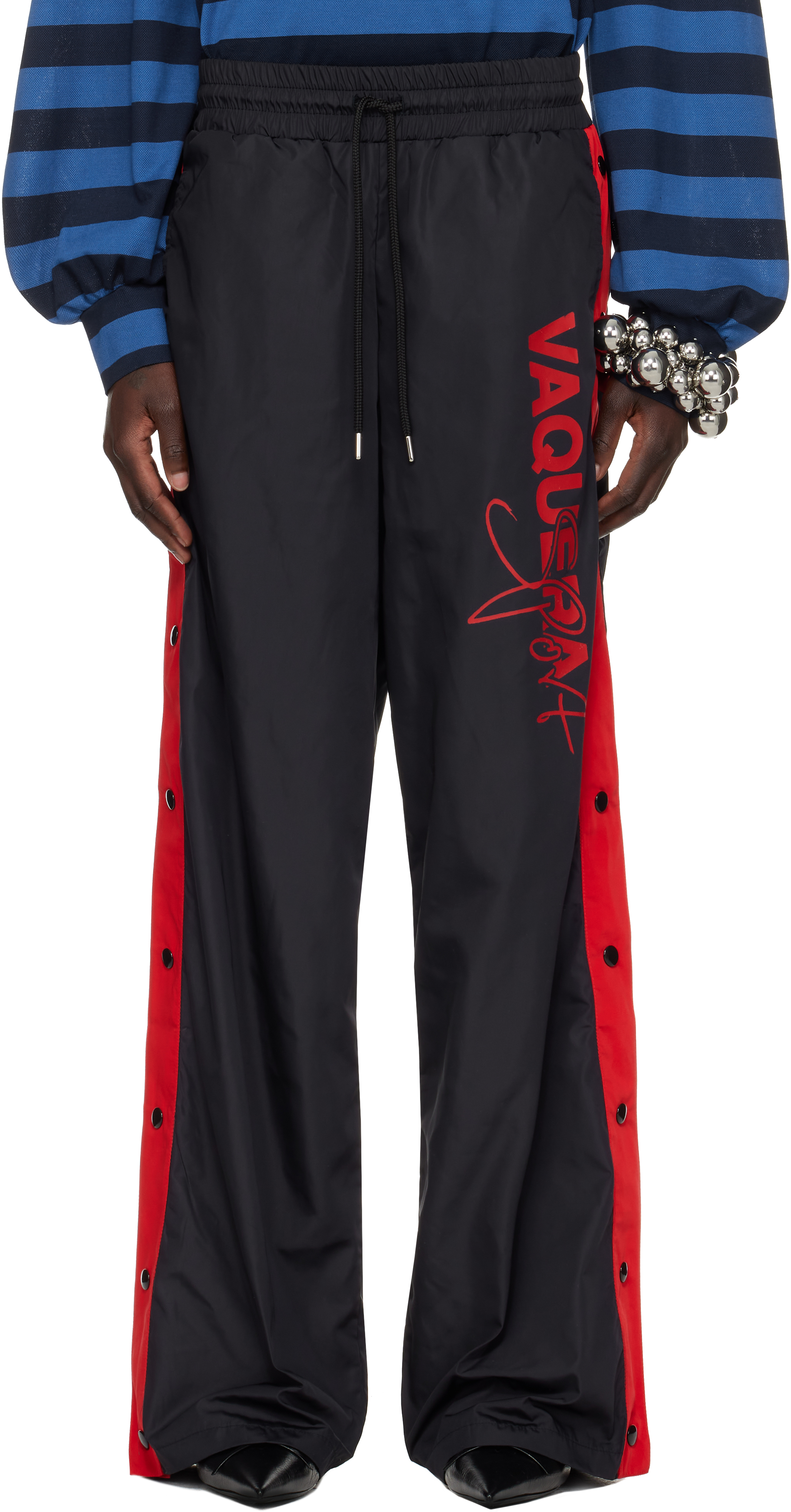 Vaquera Black Snap Track Pants