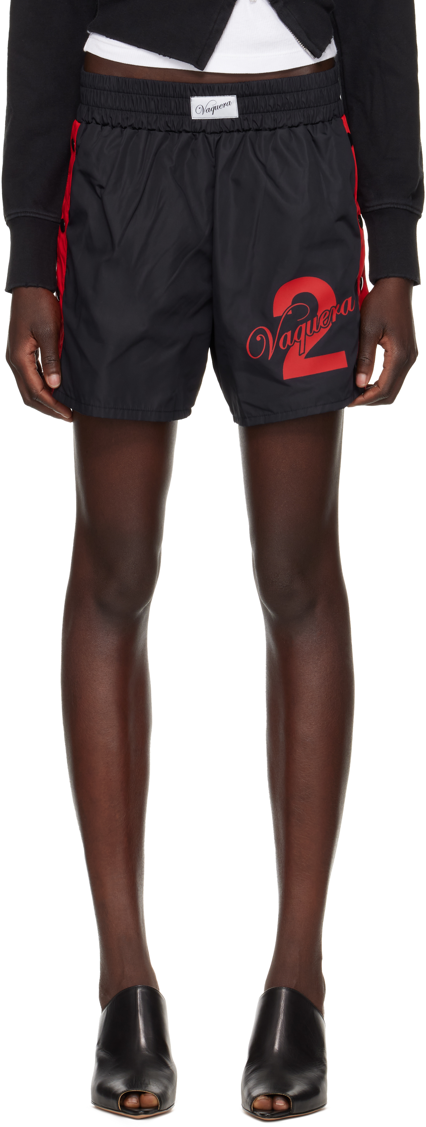 Black & Red Snap Shorts
