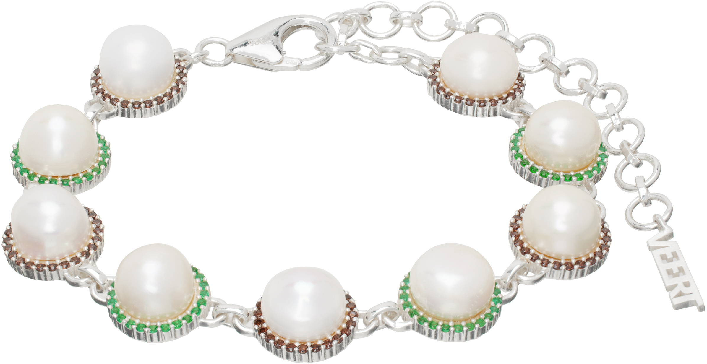 Shop Veert Silver 'the Royal' Bracelet In White Gold/pearl