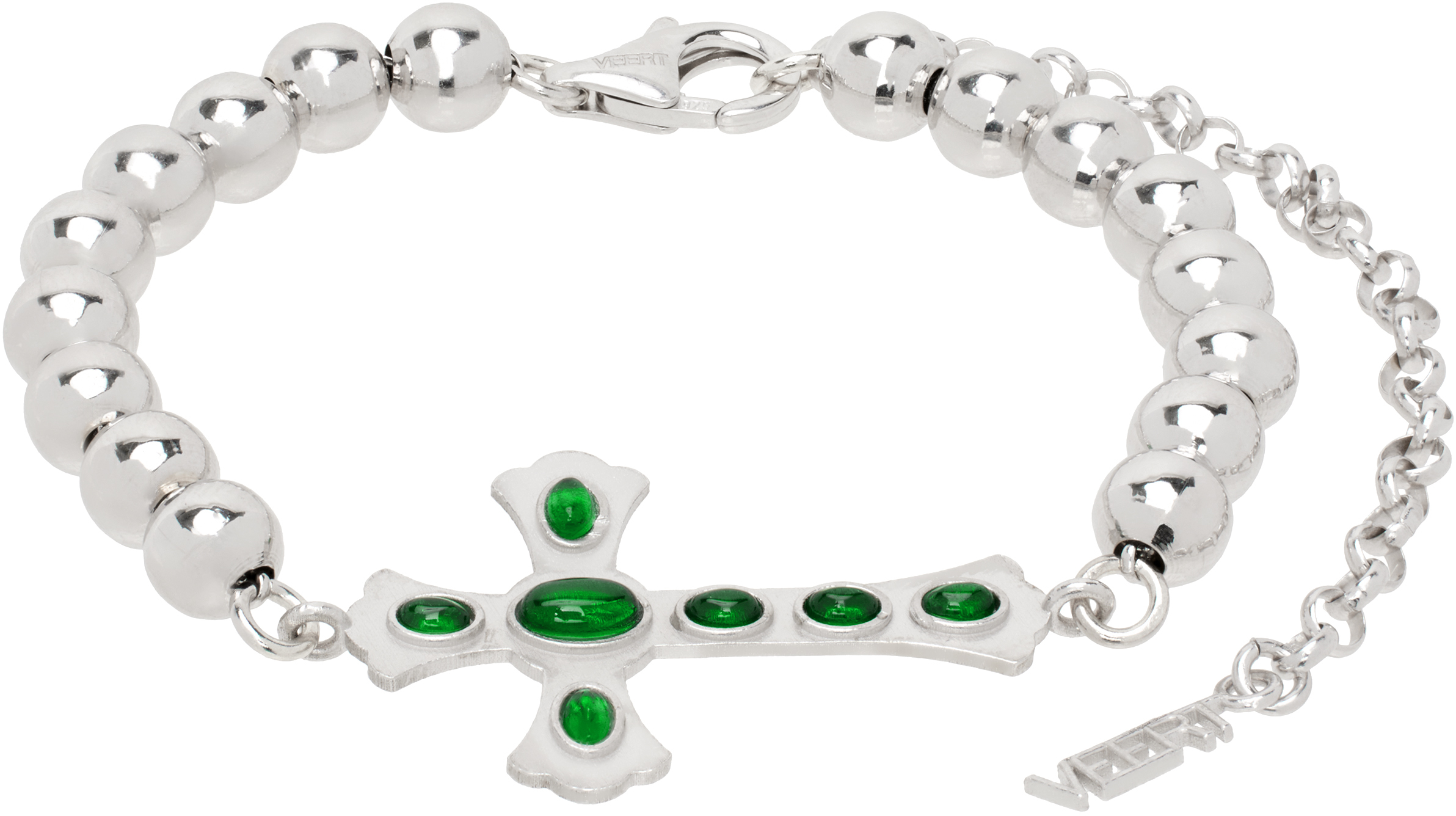 White Gold 'The Green Cross' Bracelet