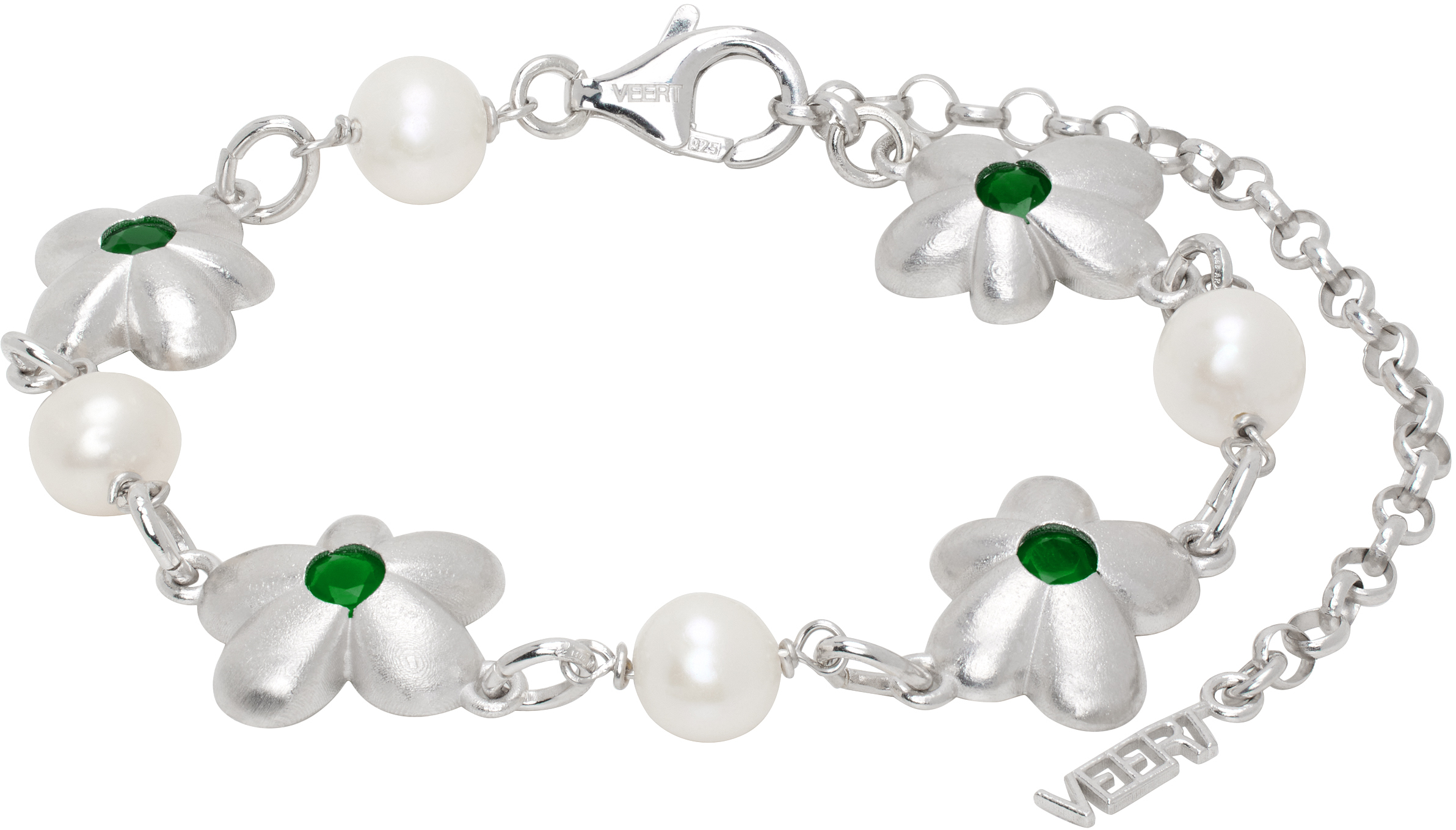 White Gold 
The Green Pearl Flower
 Bracelet