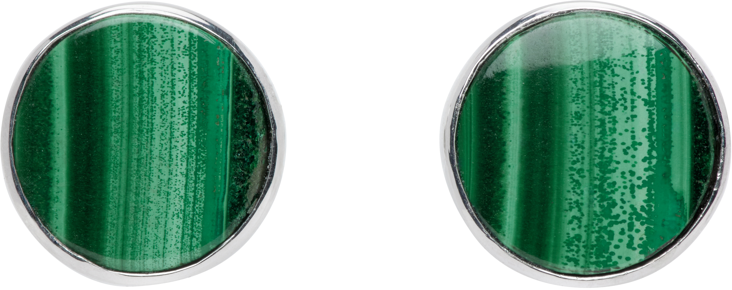 Veert White Gold 'the Malachite Circle' Earrings