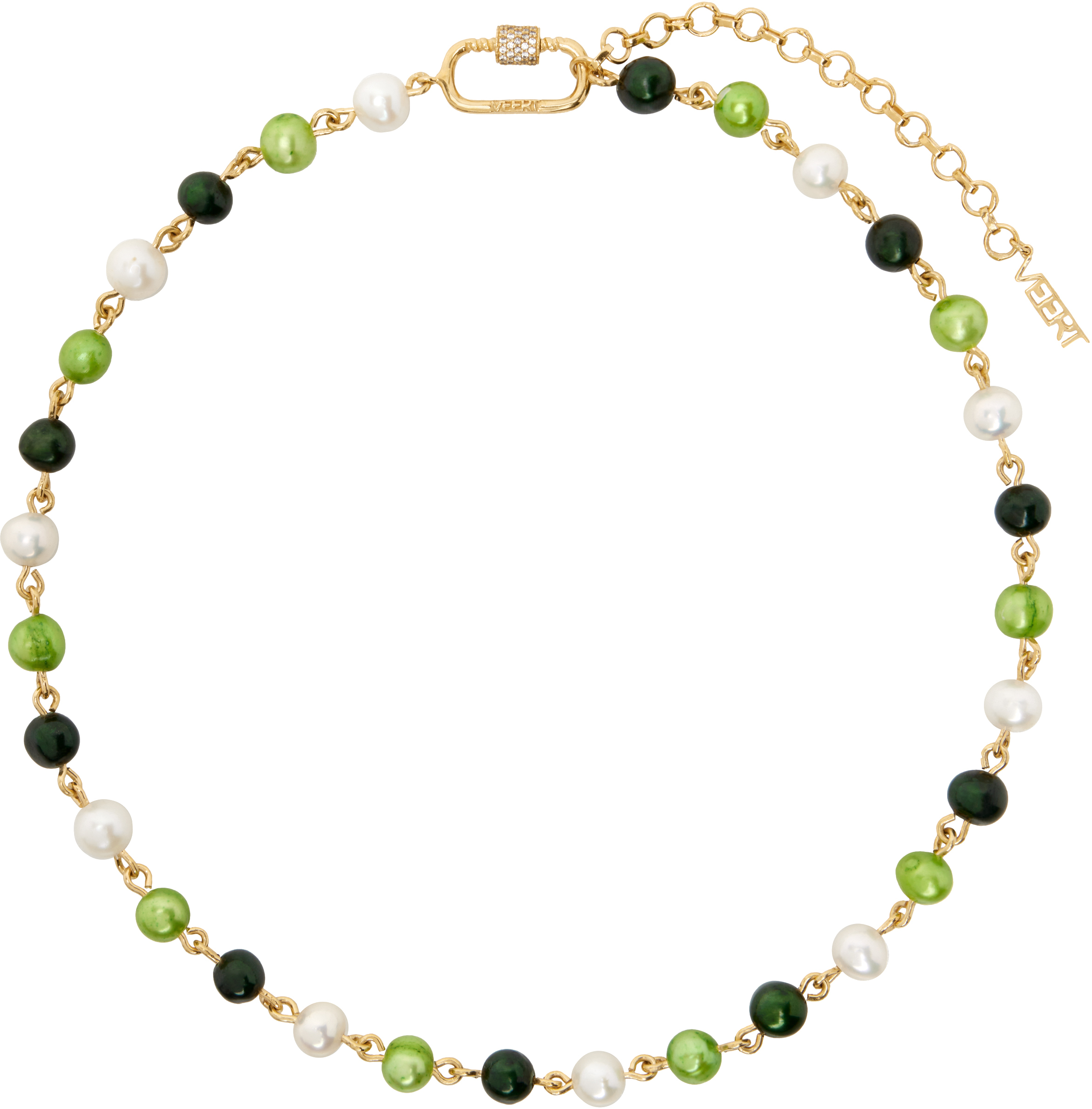 Gold 
The Single Multi Green Freshwater Pearl
 Necklace