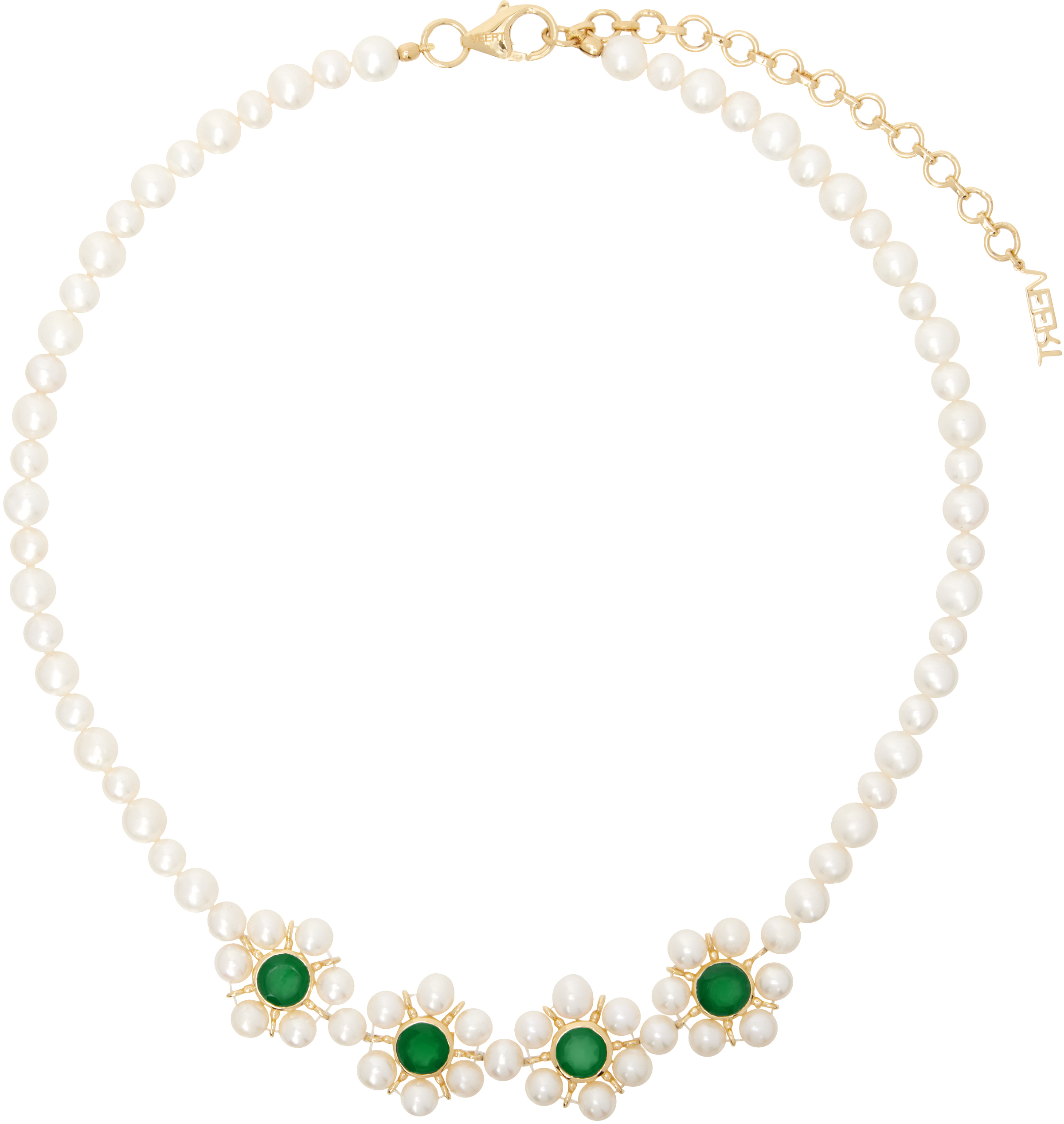 Veert White 'the Four Flower Pearl' Necklace In Yellow Gold