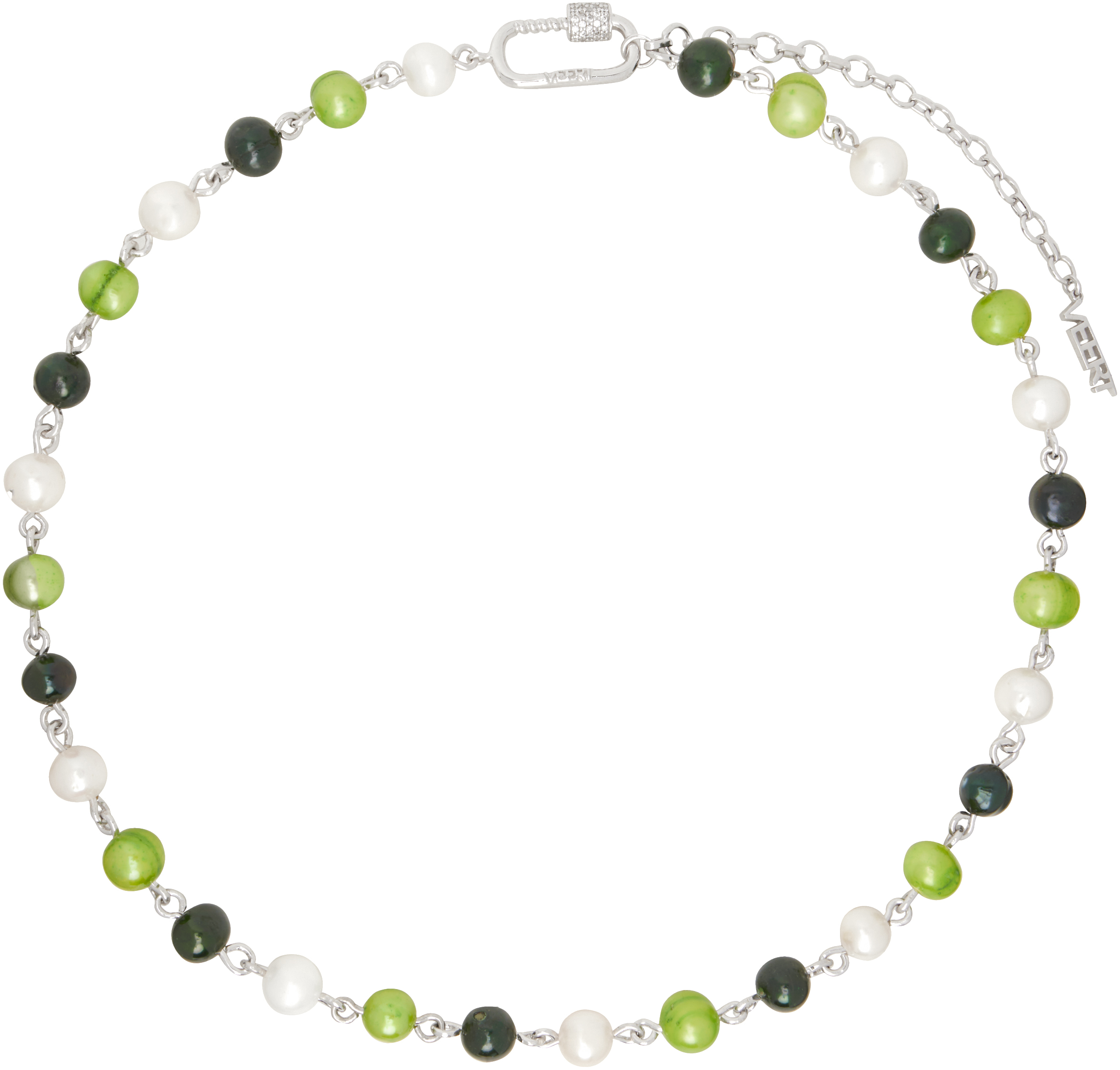 Veert Gold 'the Single Multi Green Freshwater Pearl' Necklace In White Gold/green