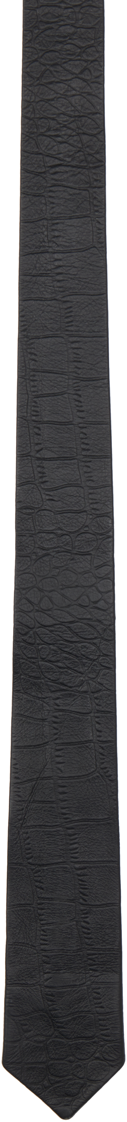 Black Croco Leather Tie