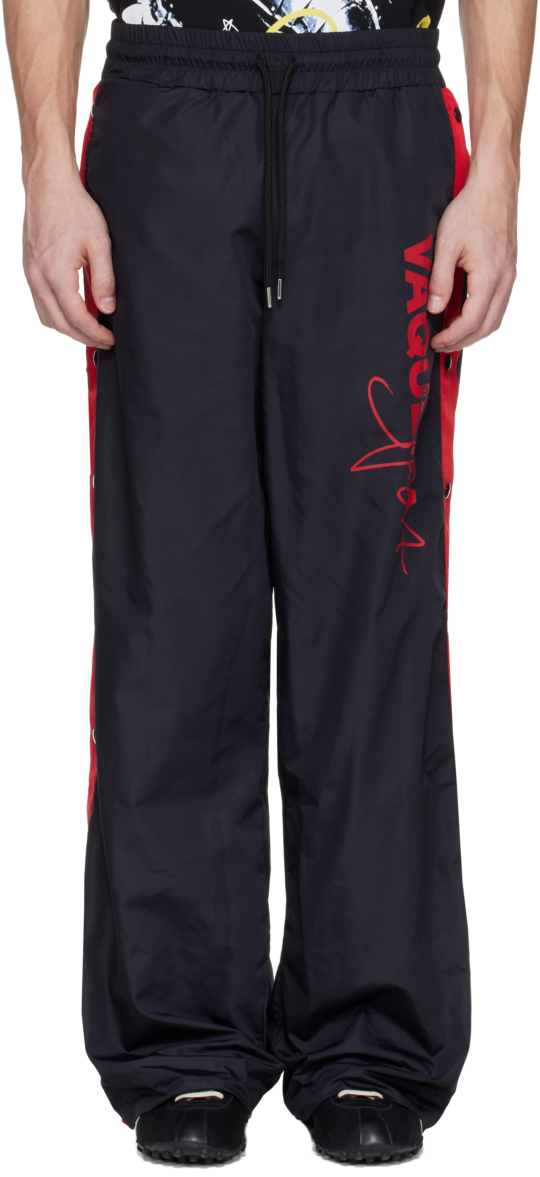 Black & Red Snap Track Pants