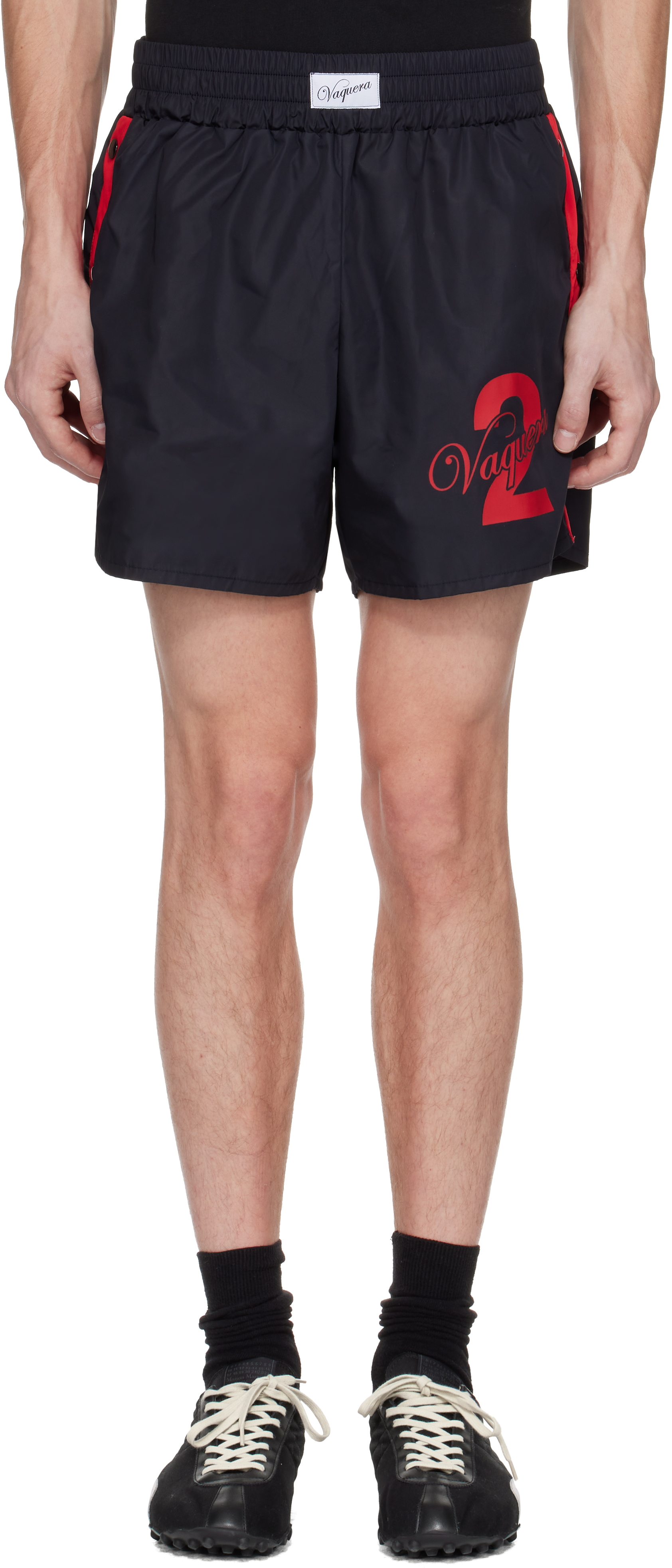 Black & Red Snap Shorts