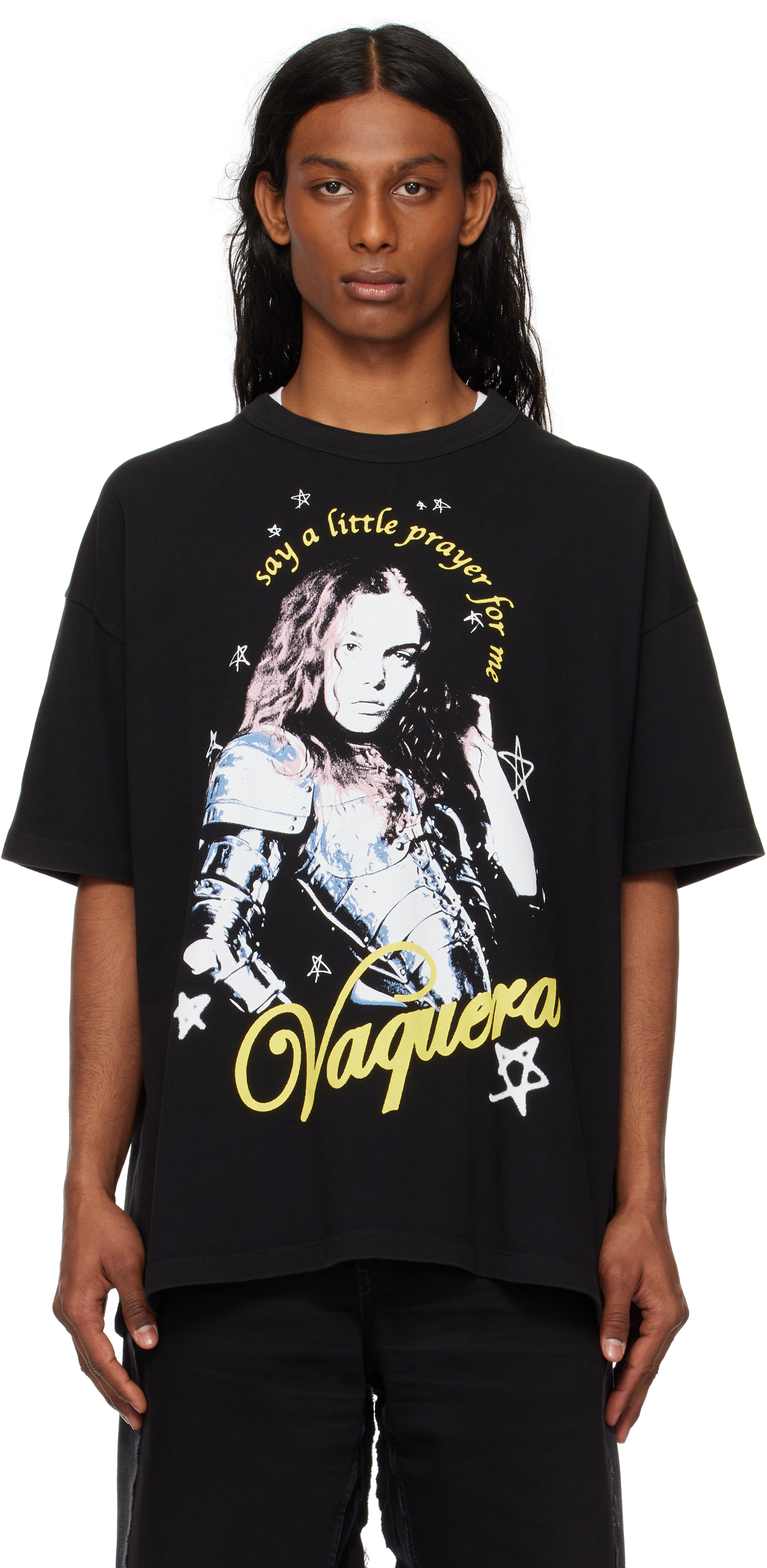 【関税込み】VAQUERA ブラック 'Joan Of Arc' Tシャツ Black Joan of Arc T-shirt by VAQUERA on Sale