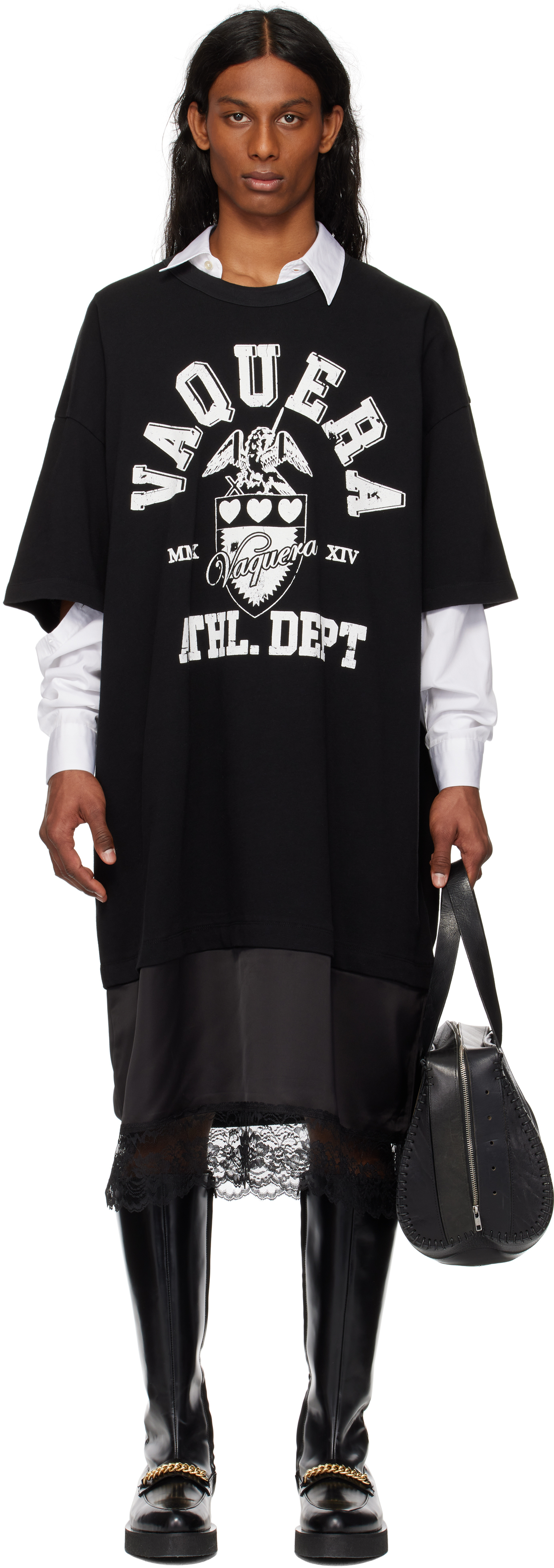 Black Slip Skirt Tall Tee Midi Dress