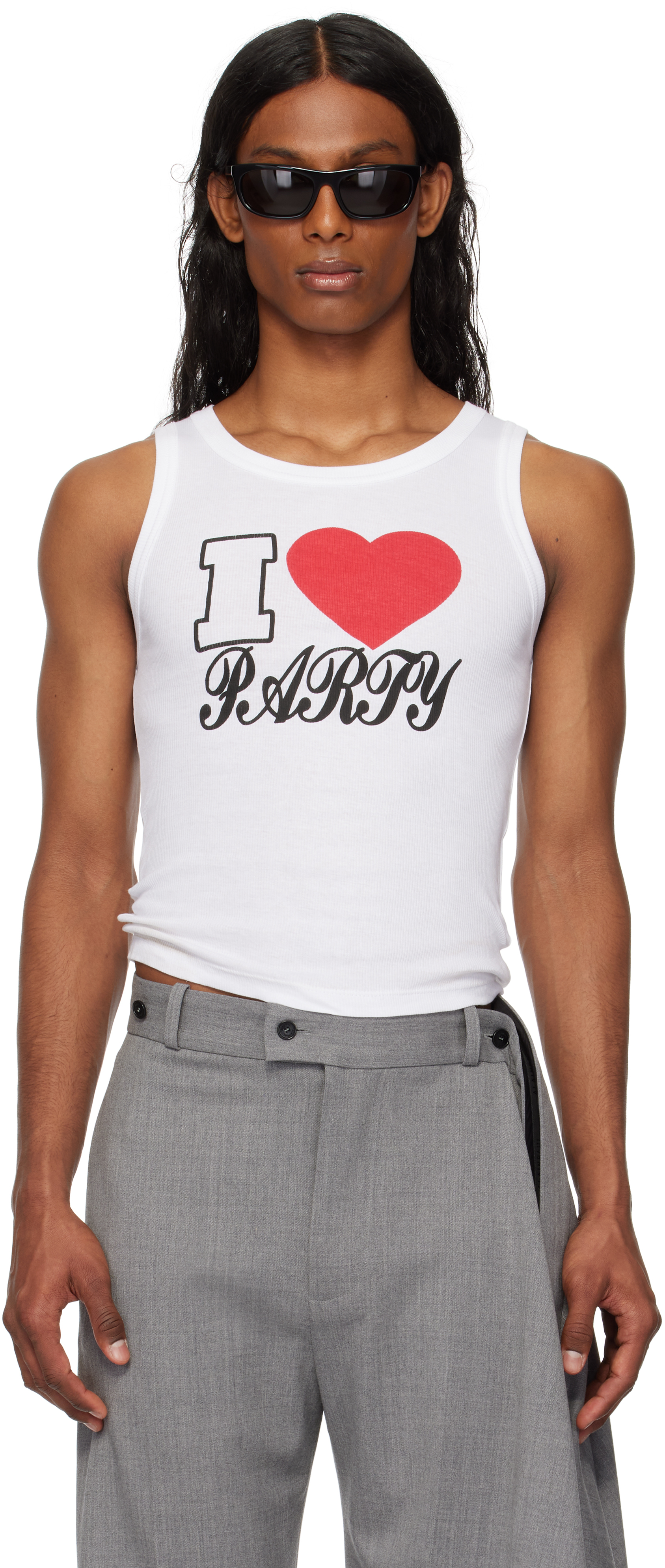 White 'I Love Party' Tank Top