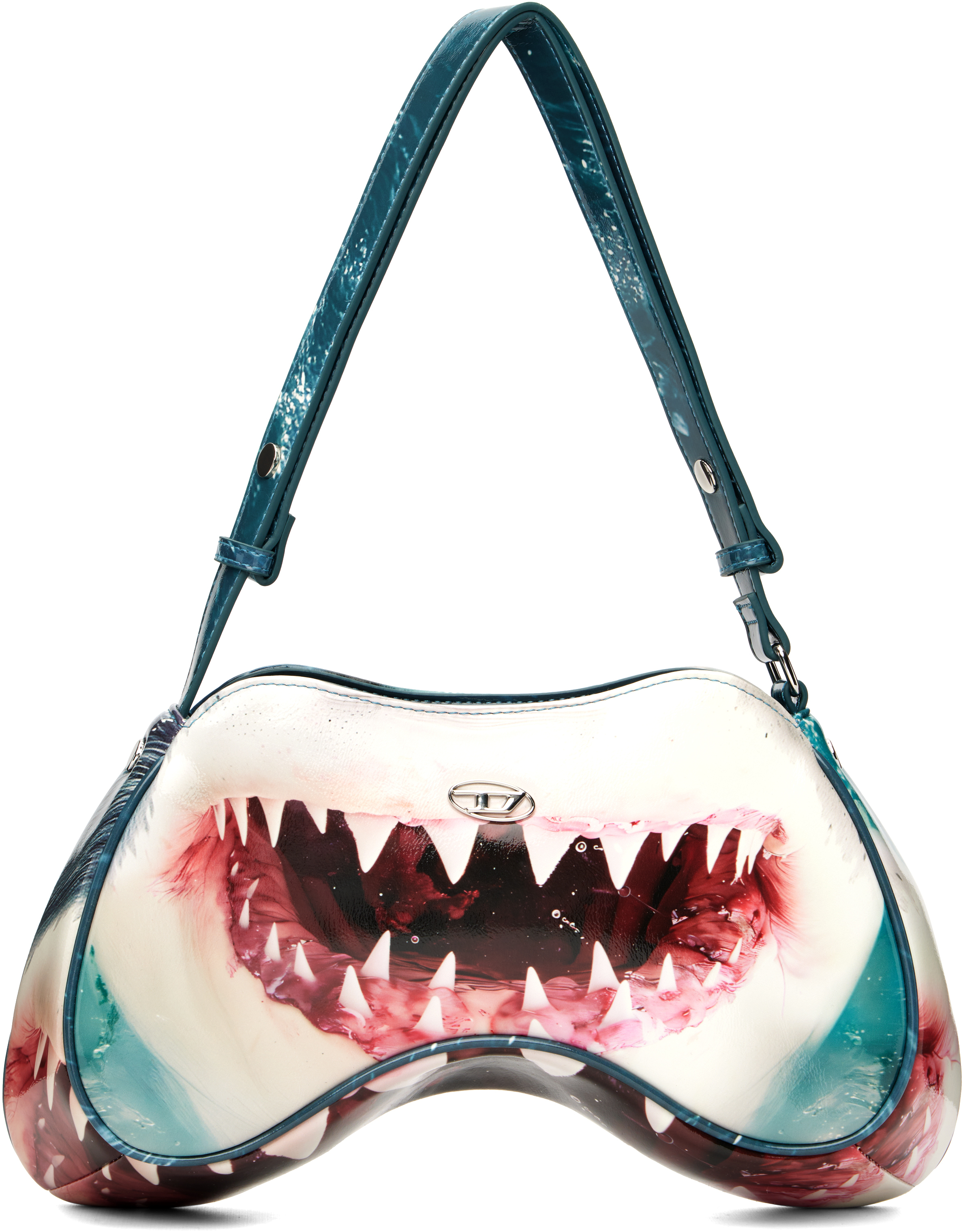 Blue & White Play Shoulder Bag by Diesel on Sale