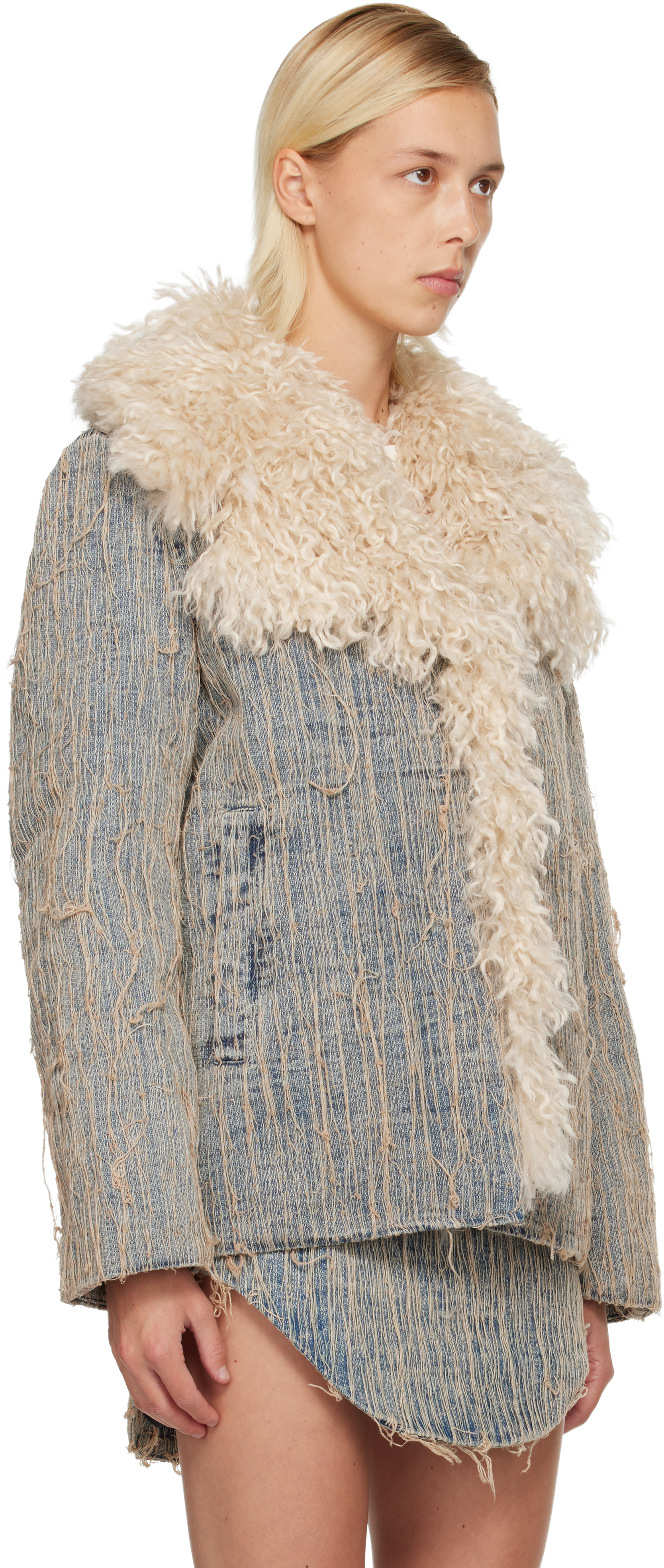 Diesel Blue & Beige De-aconic-s Denim Jacket In Multi
