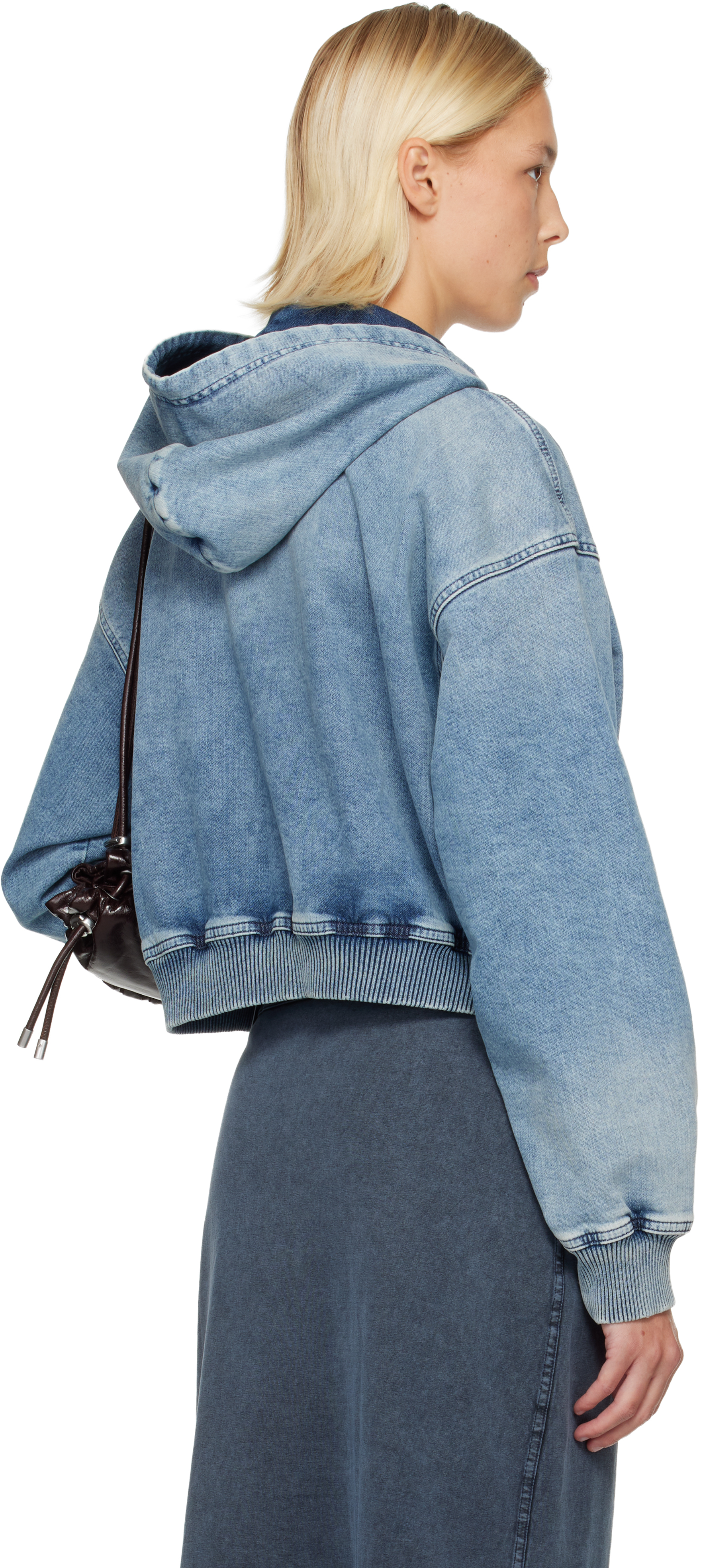 Diesel Hooded Zip-up Denim Jacket In Blue