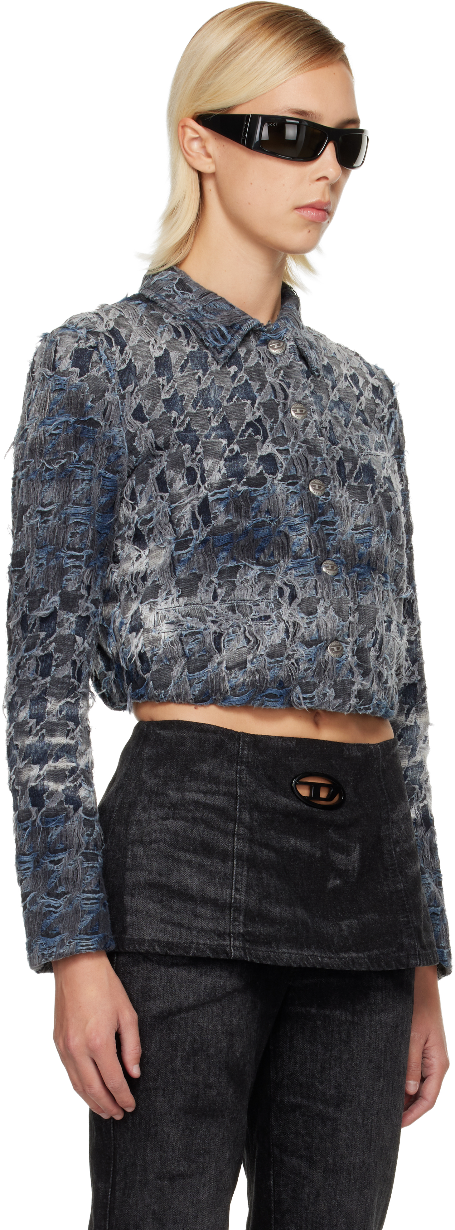 Diesel Blue De-ursy-fsh Denim Jacket In Gray