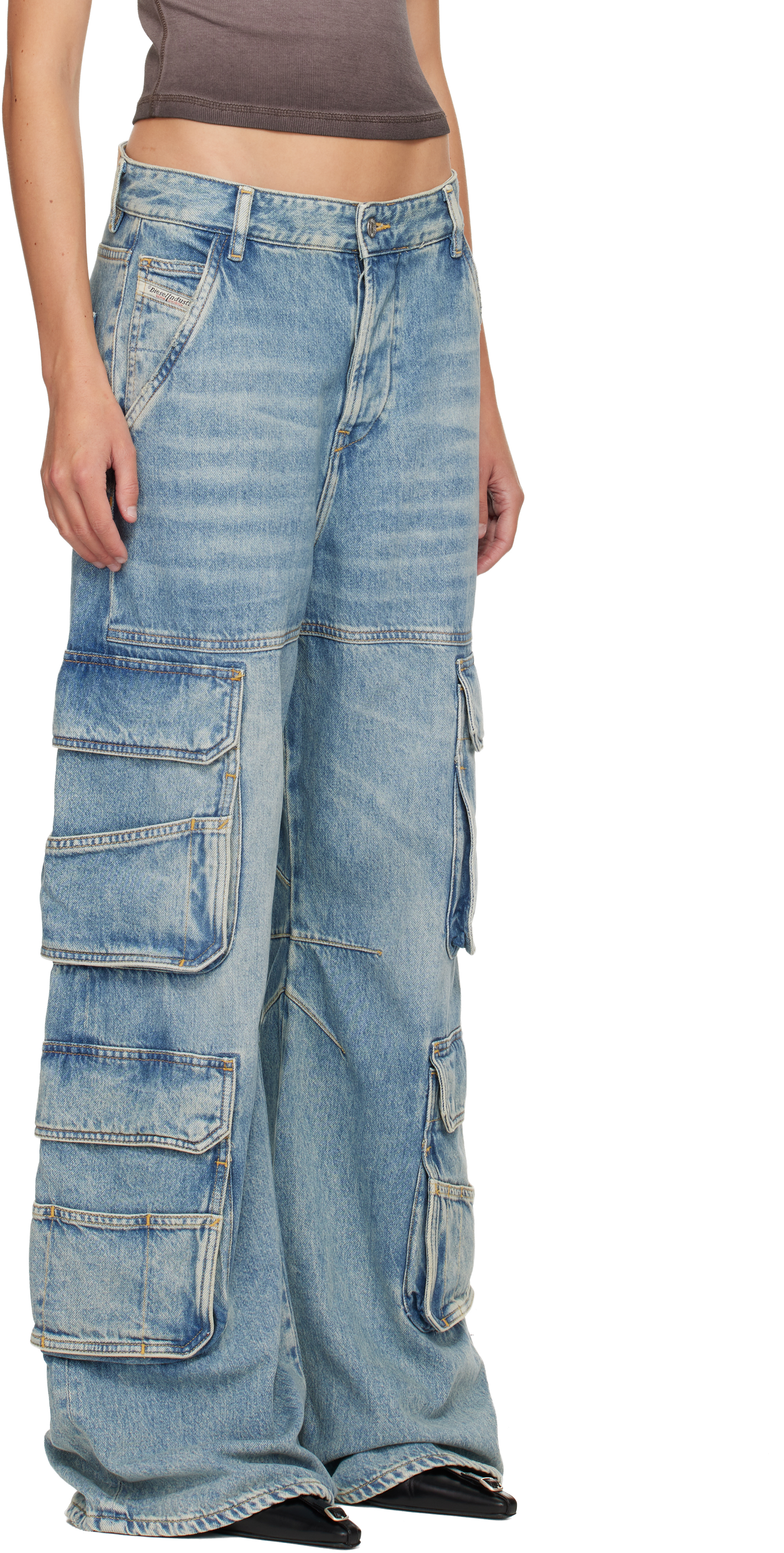 Diesel De-sire-cargo Jeans In Blue Cotton In Blue