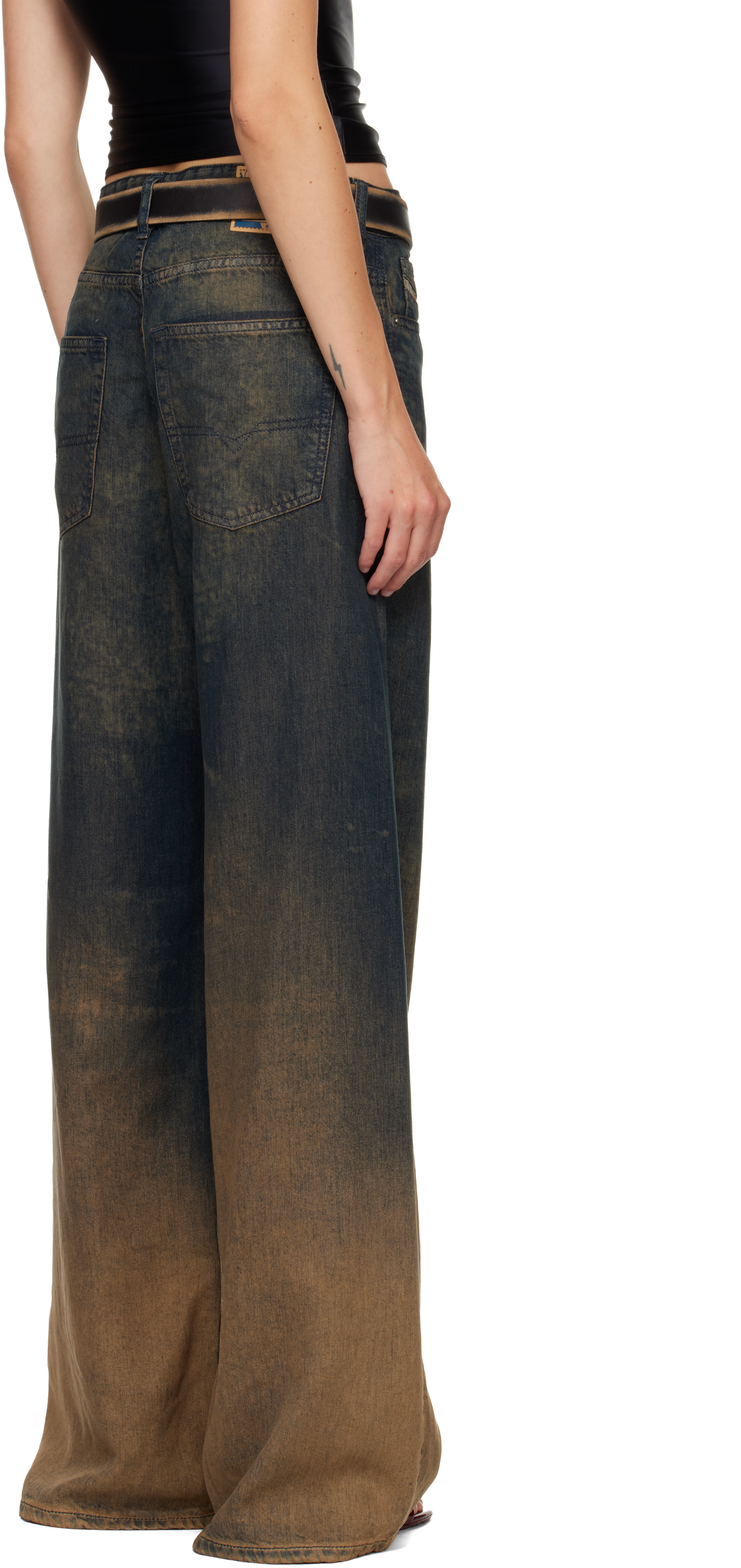 Diesel Blue & Brown Relaxed 1996 D-sire Jeans In Brown