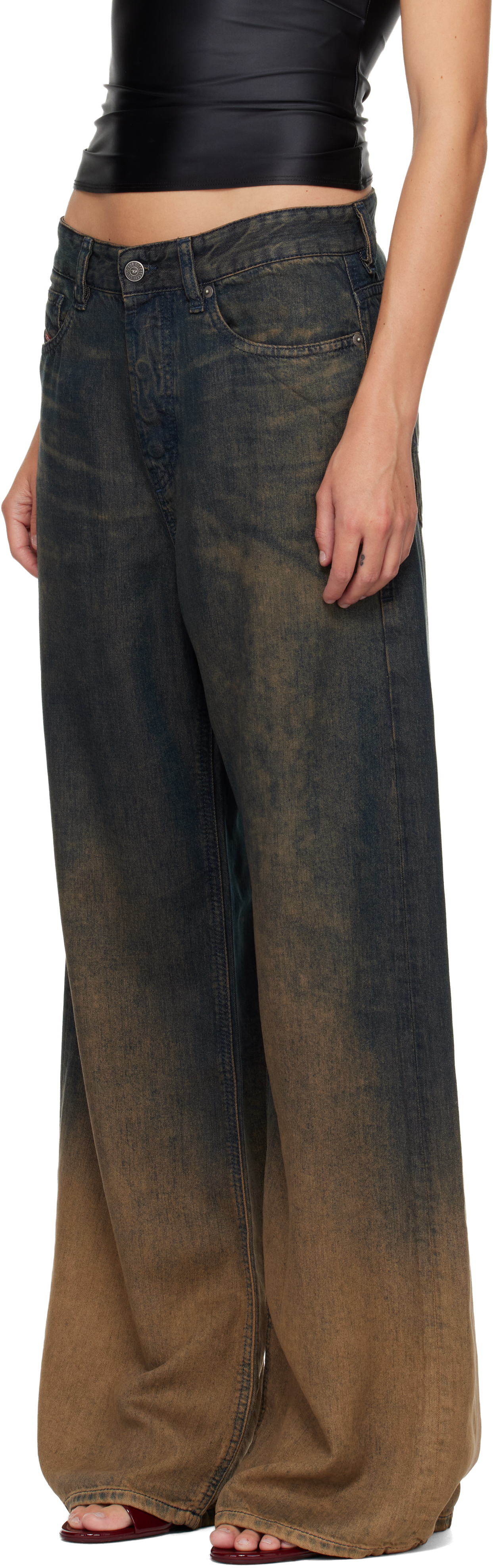 Diesel Blue & Brown Relaxed 1996 D-sire Jeans In Brown