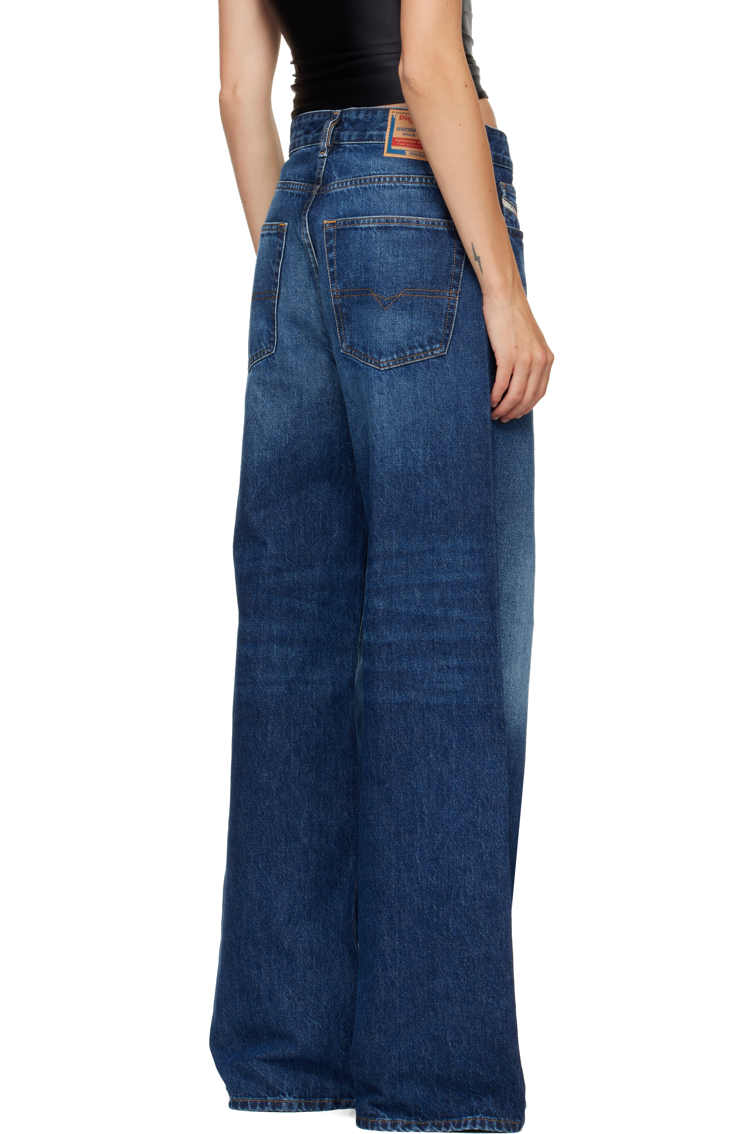 Diesel D-sire 1996 Blue Jeans With Wide Leg And Logo Patch On The Rear In Denim Woman In Blue