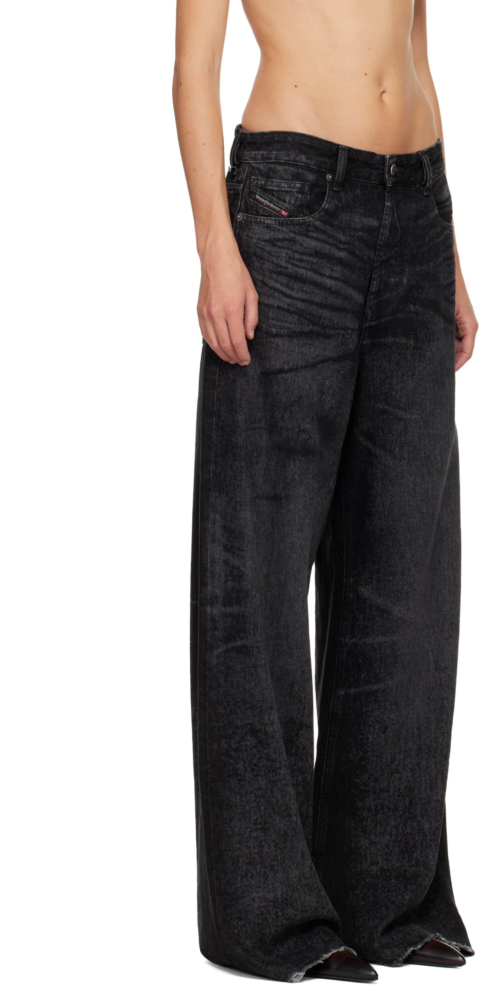 Diesel Jeans Dalla Gamba Ampia In Denim Nero  Donna In Black