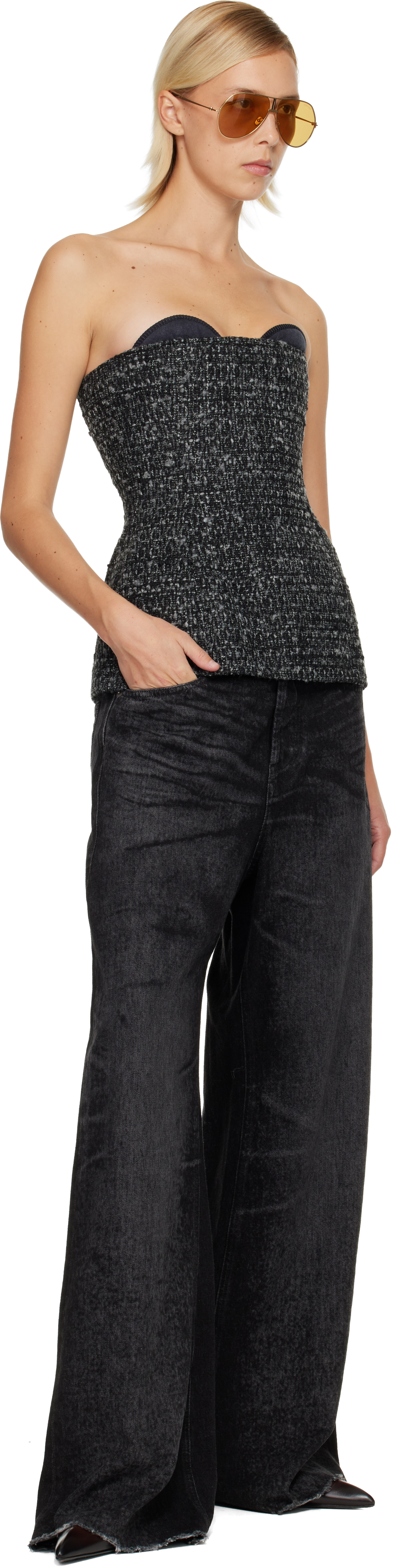 Diesel Jeans Dalla Gamba Ampia In Denim Nero  Donna In Black