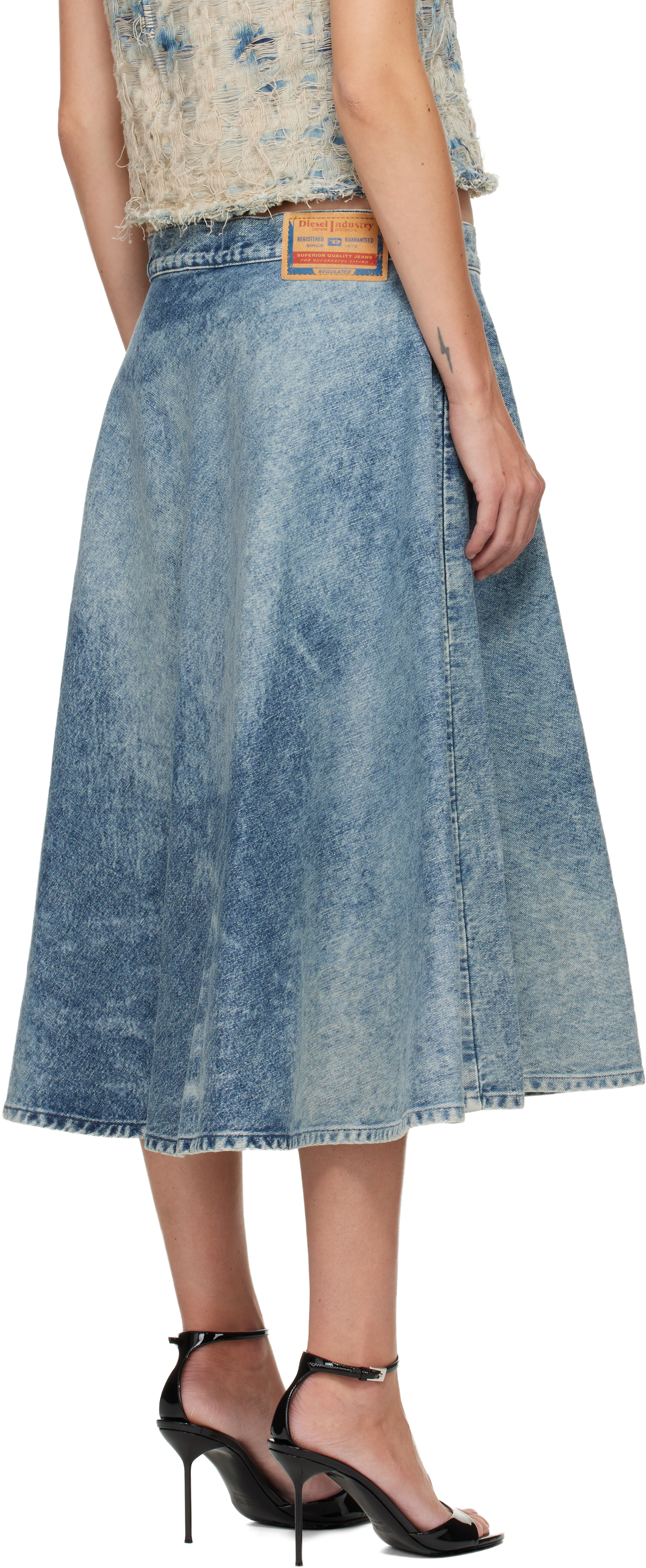 Diesel Blue De-annet-b Denim Midi Skirt