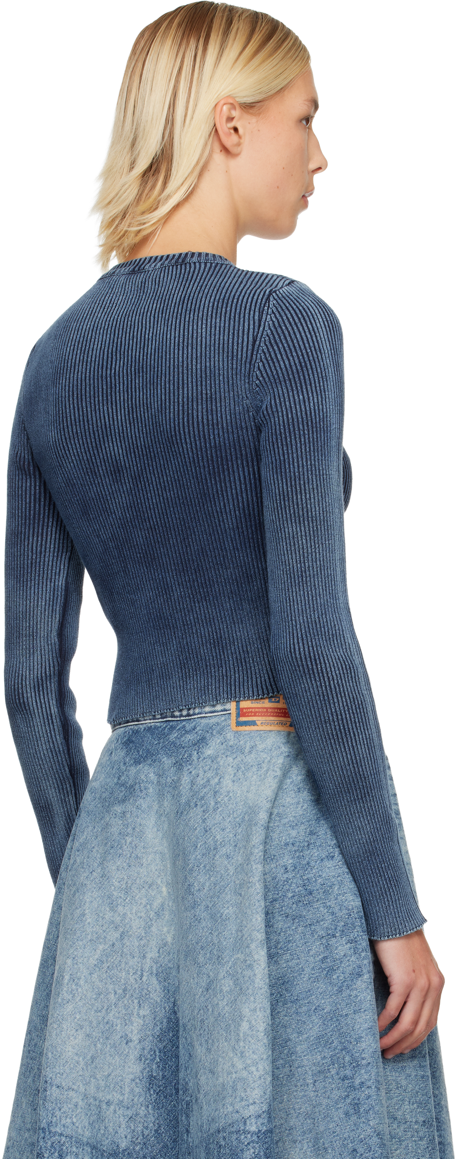 Diesel 'm-anchor-a' Knit Crop Top In Blue