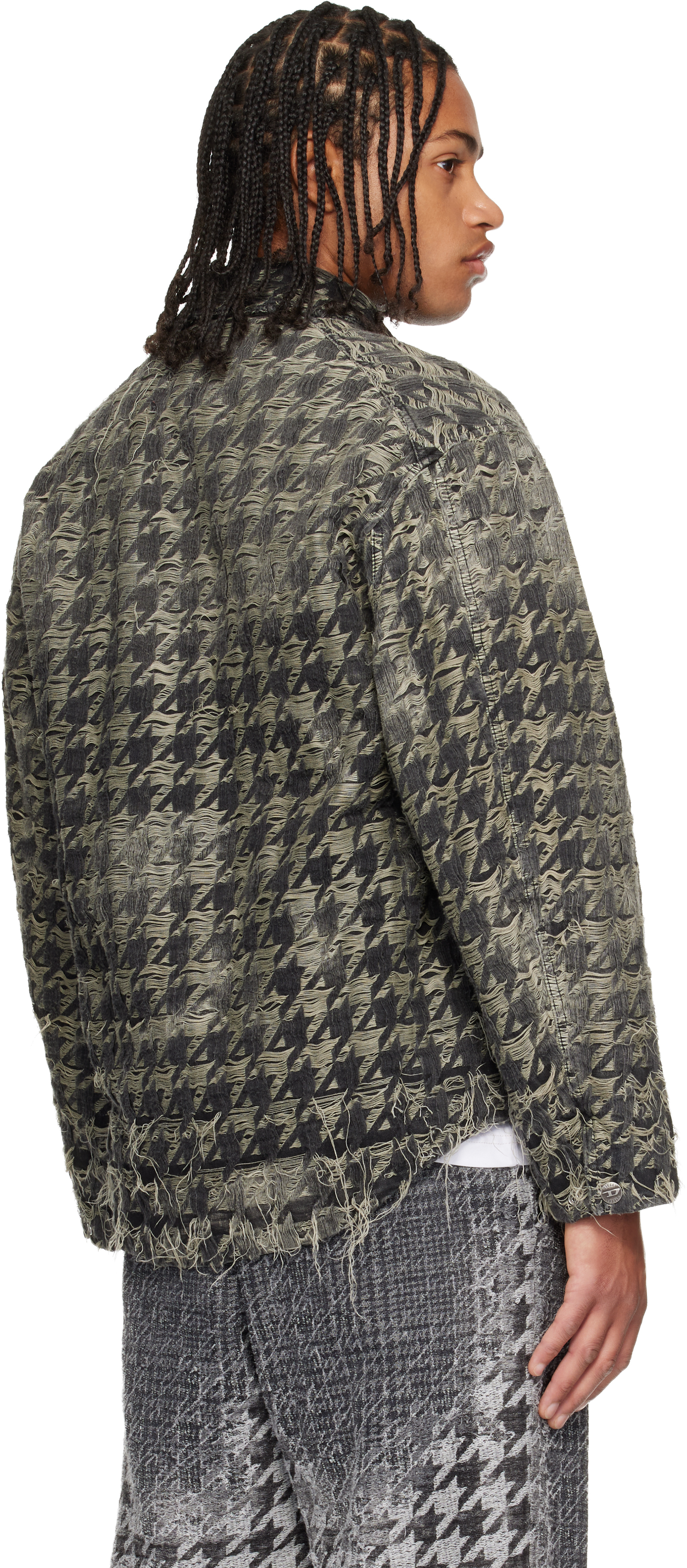Diesel Jacket In Houndstooth-weave Denim In Black