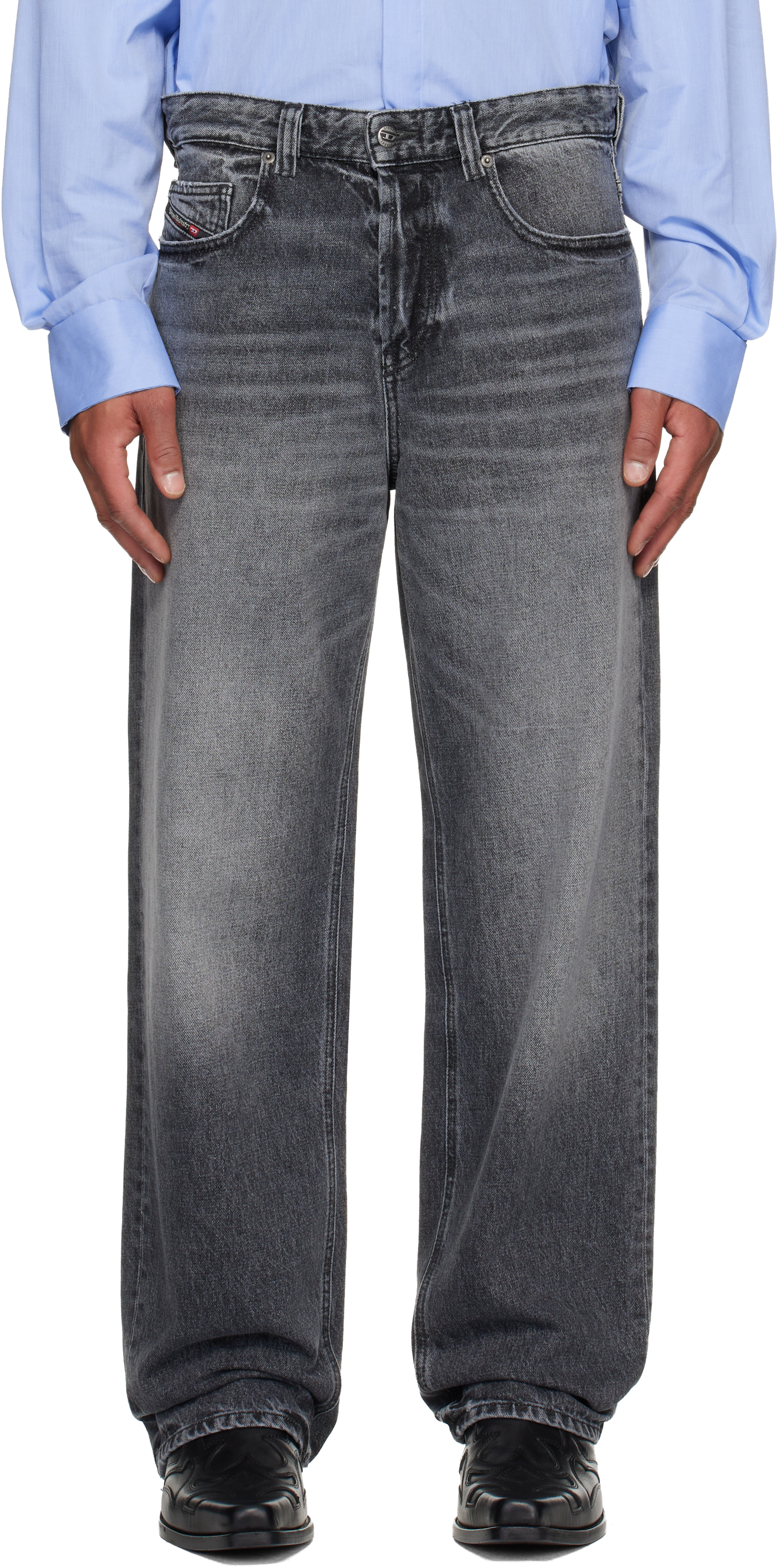 Diesel Gray Relaxed 2001 D-macro Jeans In Black