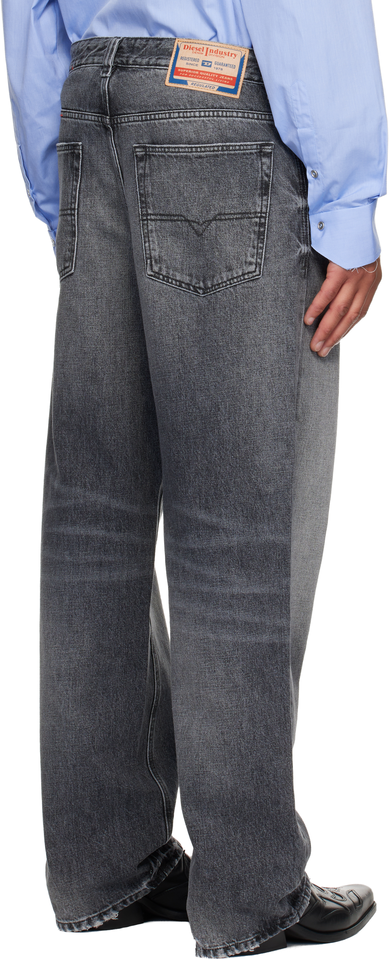 Diesel Gray Relaxed 2001 D-macro Jeans In Black