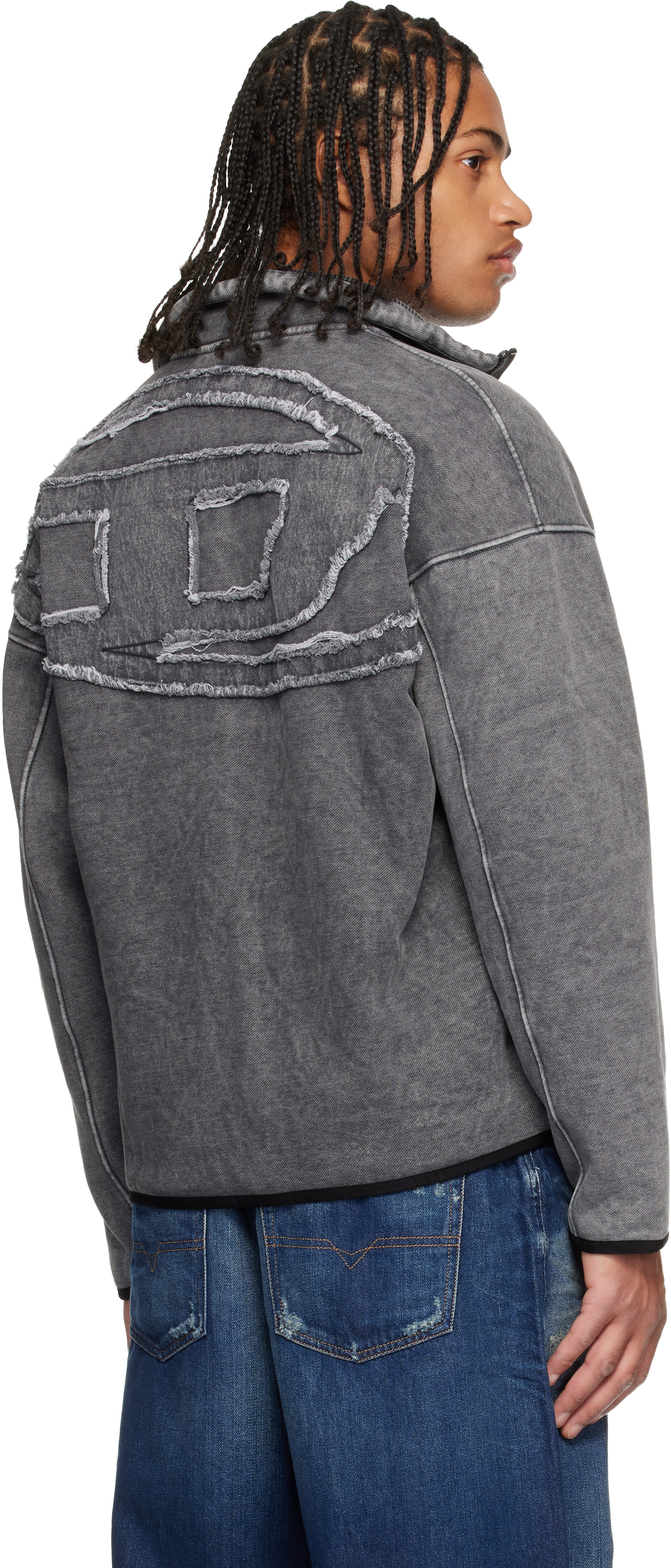 Diesel Mens S-baty Zipped Stretch Cotton-jersey Sweatshirt 02a In Gray