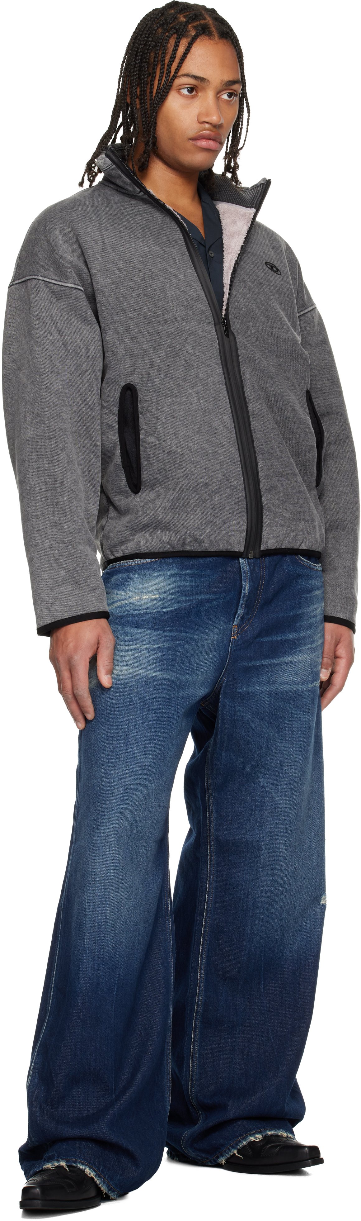 Diesel Mens S-baty Zipped Stretch Cotton-jersey Sweatshirt 02a In Gray