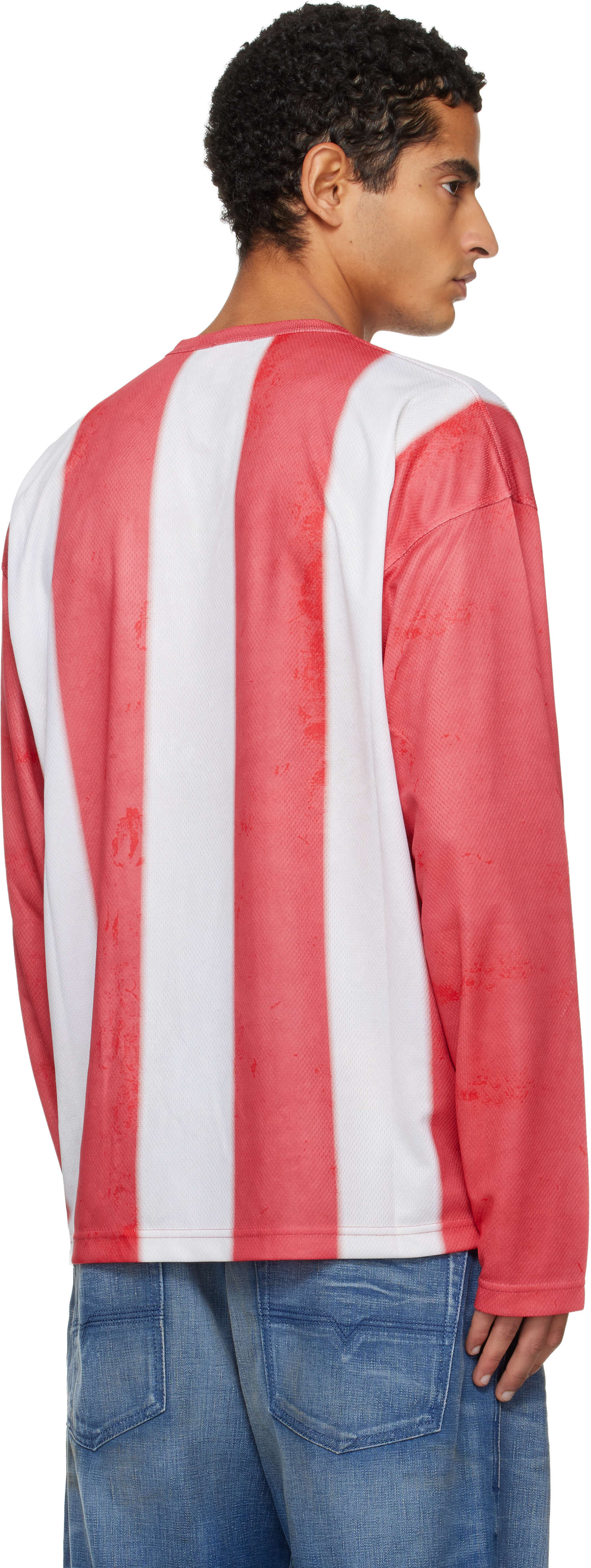 Diesel Striped Long-sleeve T-shirt With Photo Patches In Multi