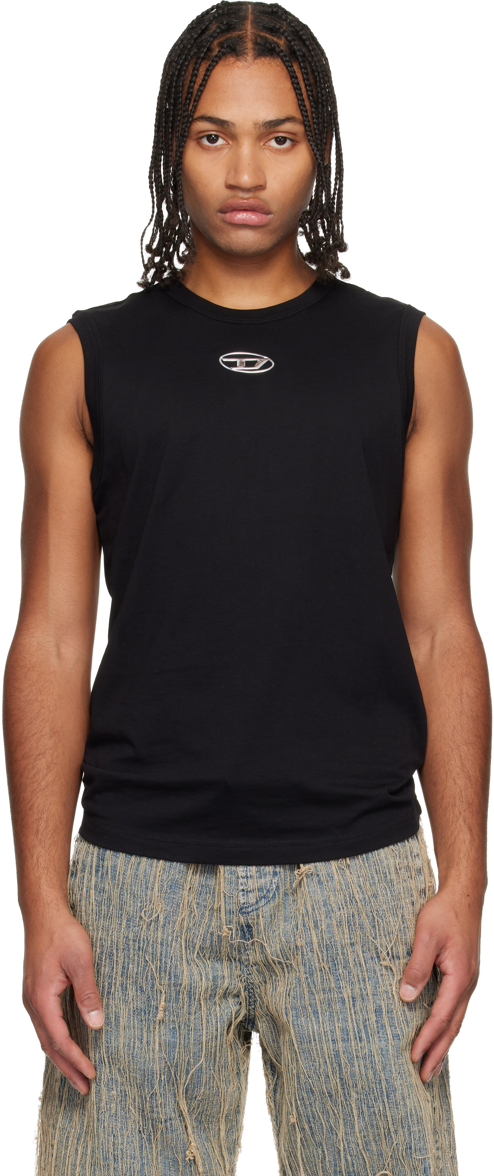 Diesel T-bisco-od Stretch Cotton Tank Top In Black
