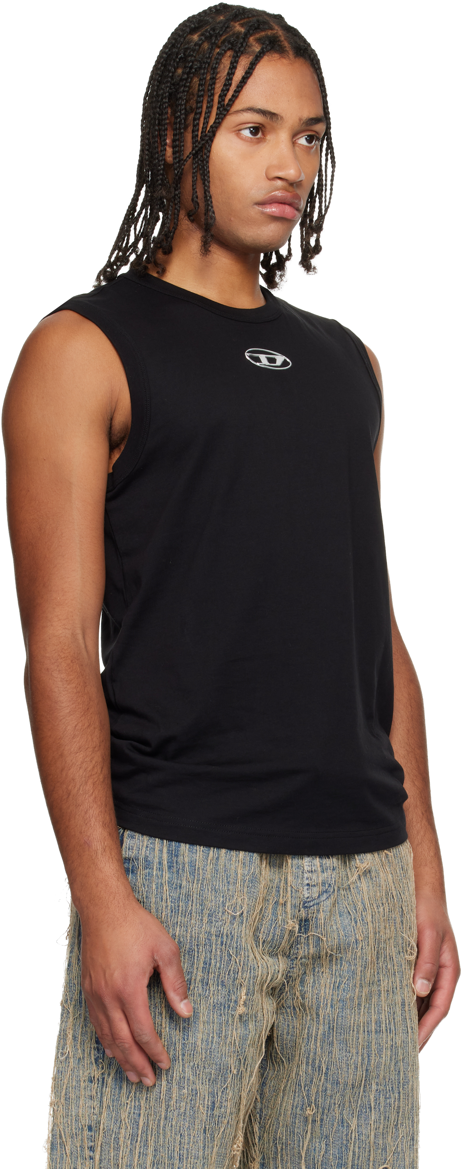 Diesel T-bisco-od Stretch Cotton Tank Top In Black