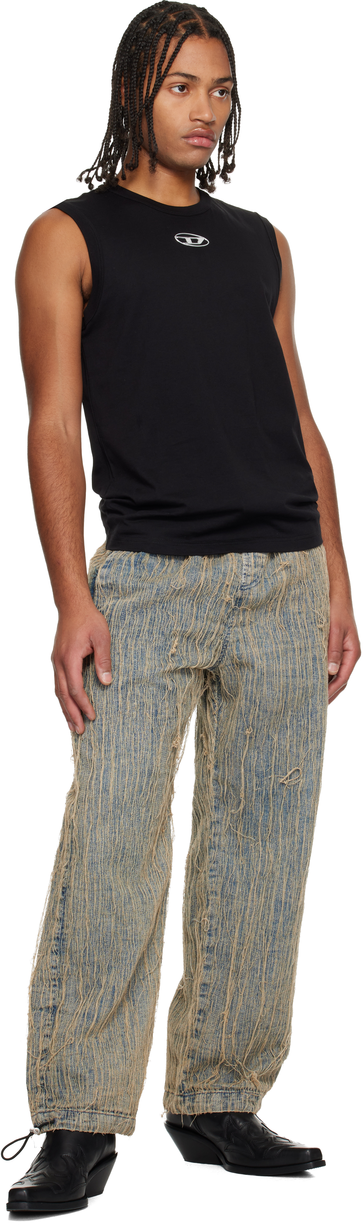 Diesel T-bisco-od Stretch Cotton Tank Top In Black